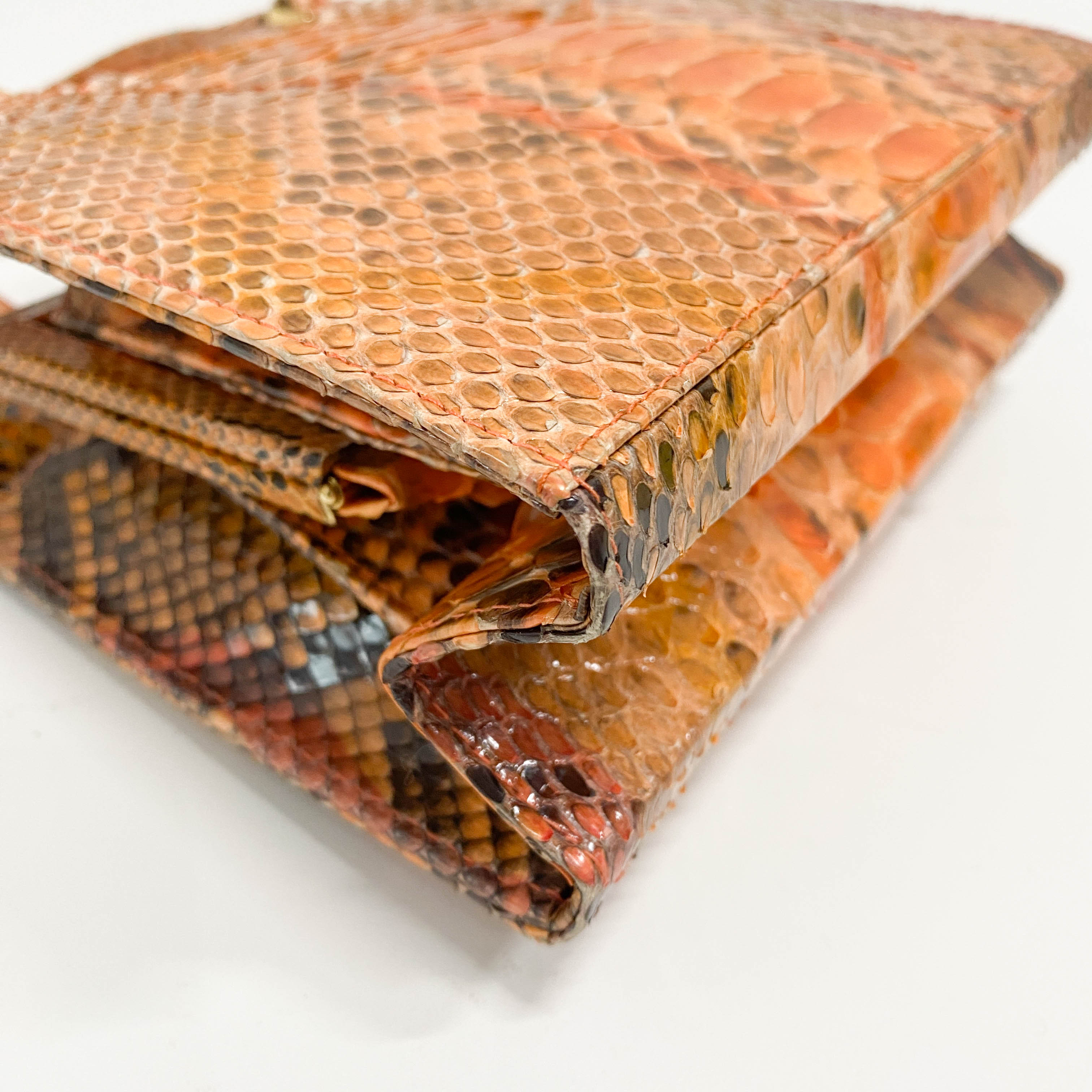 Orange Python Leather Handbag