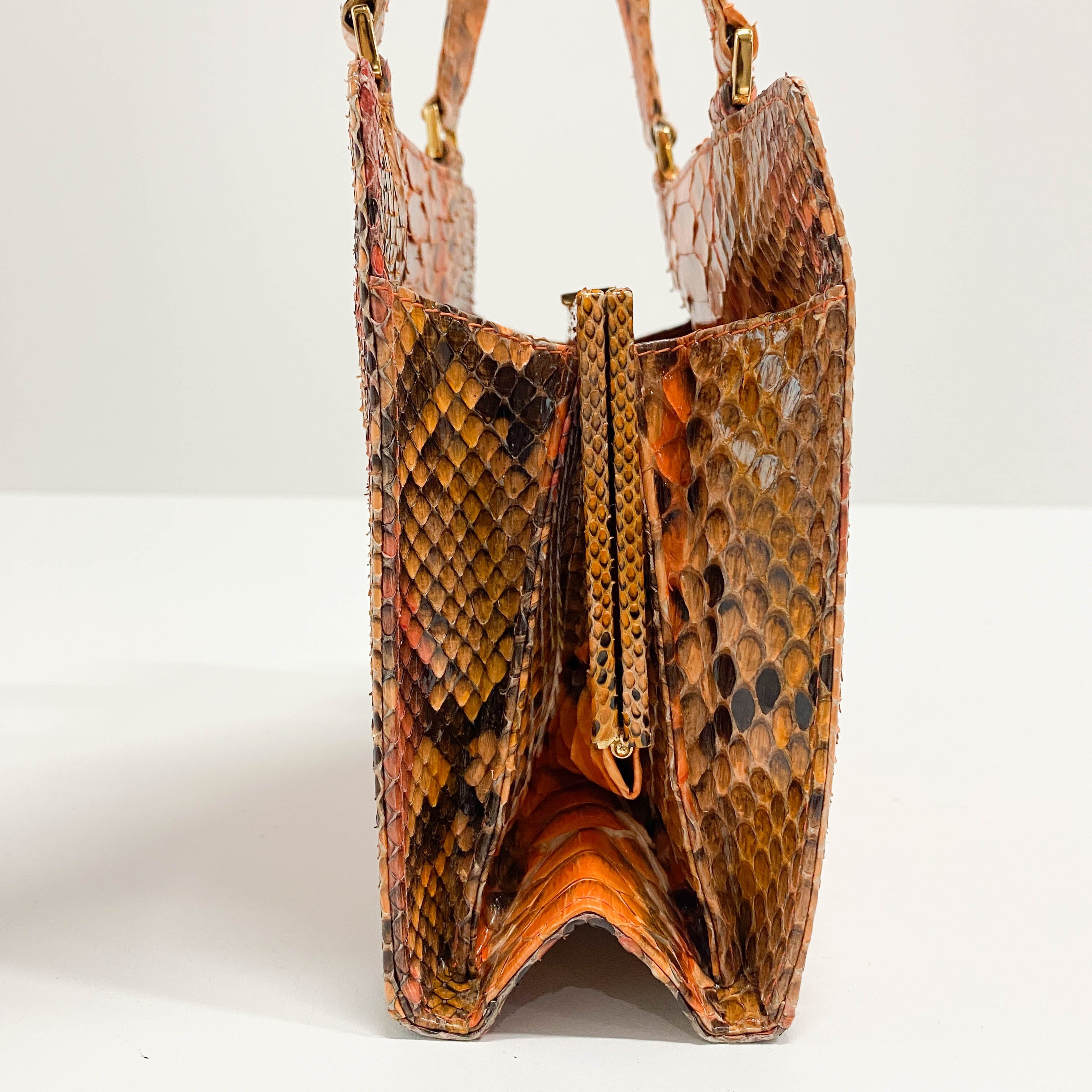 Orange Python Leather Handbag