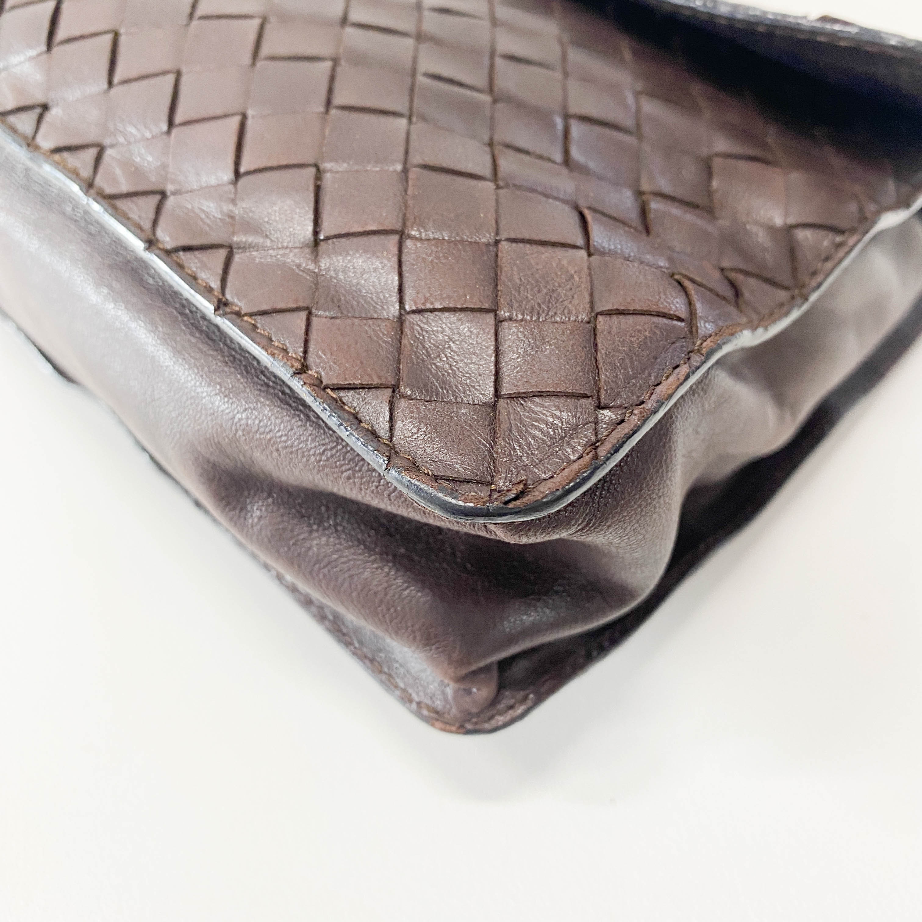 Intrecciato Brown Leather Shoulder Bag