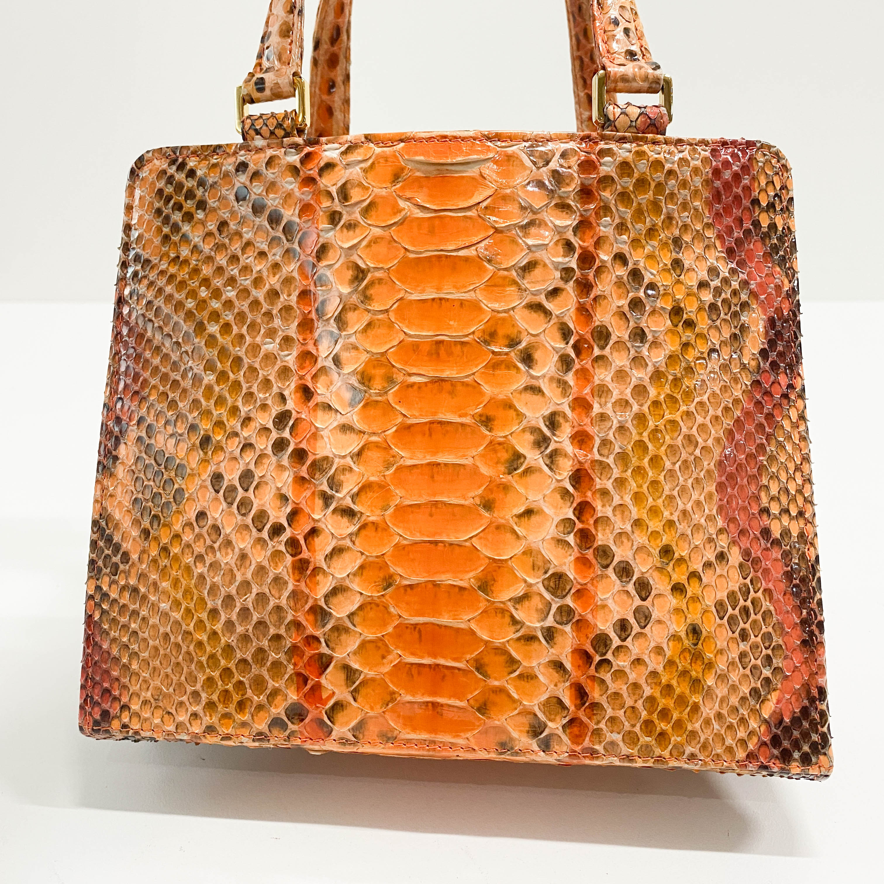 Orange Python Leather Handbag