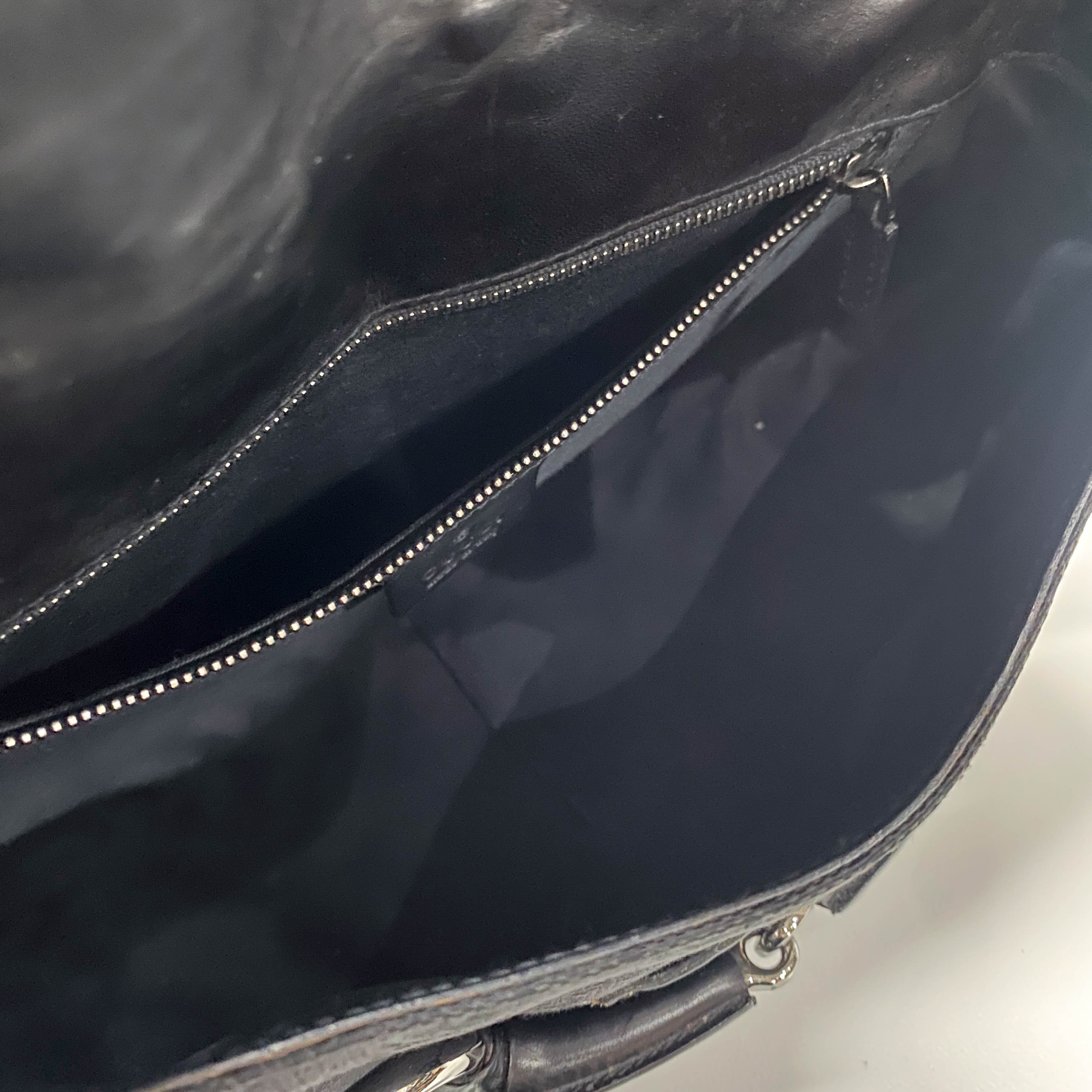 GG Black Studded Horsebit Canvas Shoulder Bag