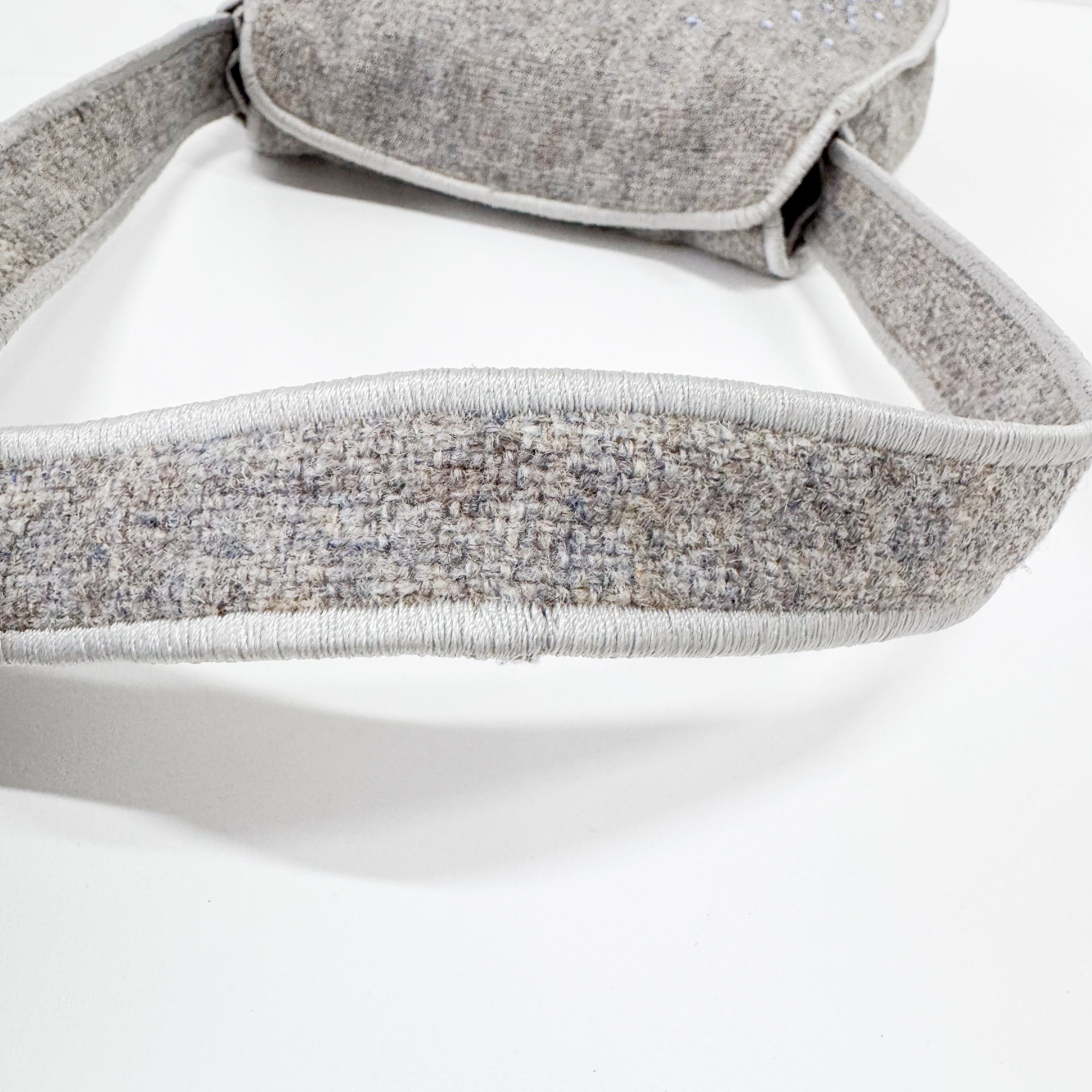 Grey Wool Rhinestone Shoulder Bag