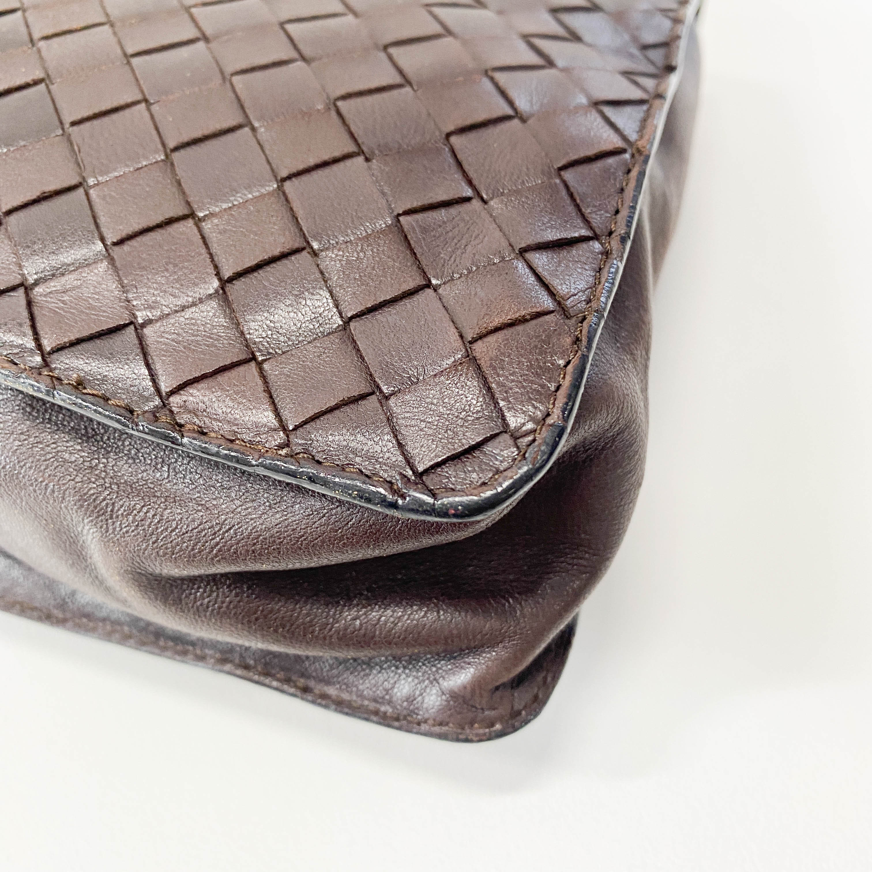 Intrecciato Brown Leather Shoulder Bag