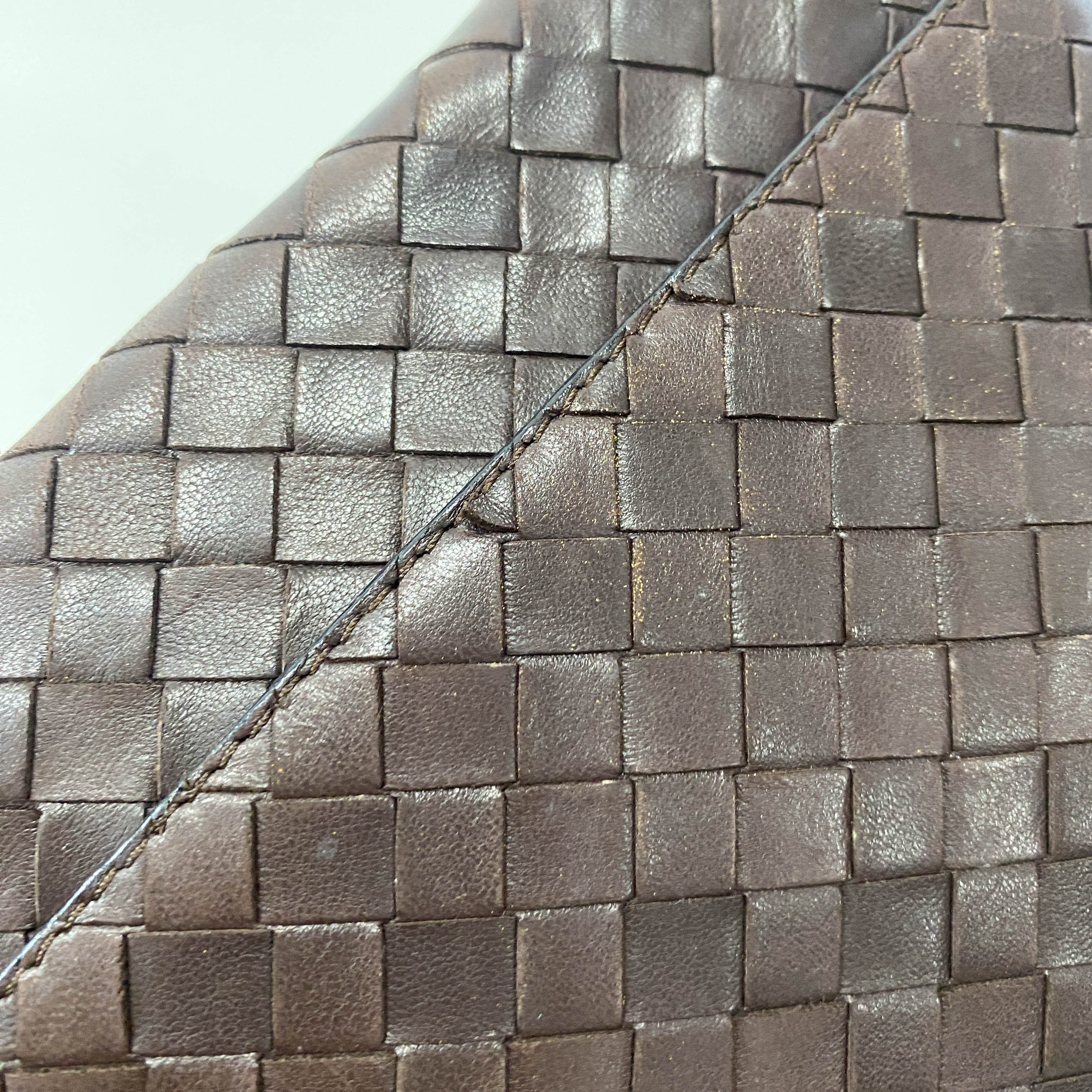 Intrecciato Brown Leather Shoulder Bag