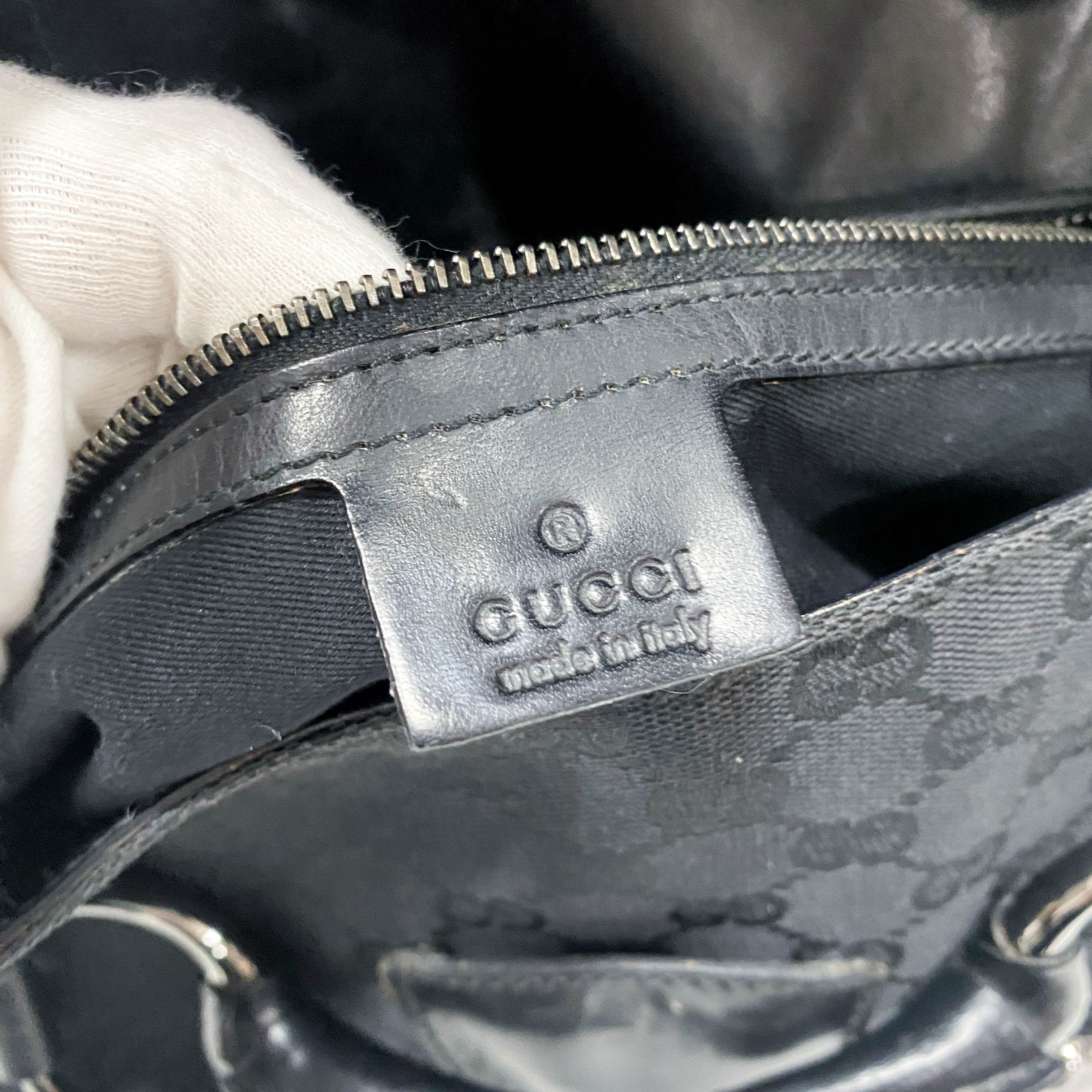 GG Black Studded Horsebit Canvas Shoulder Bag