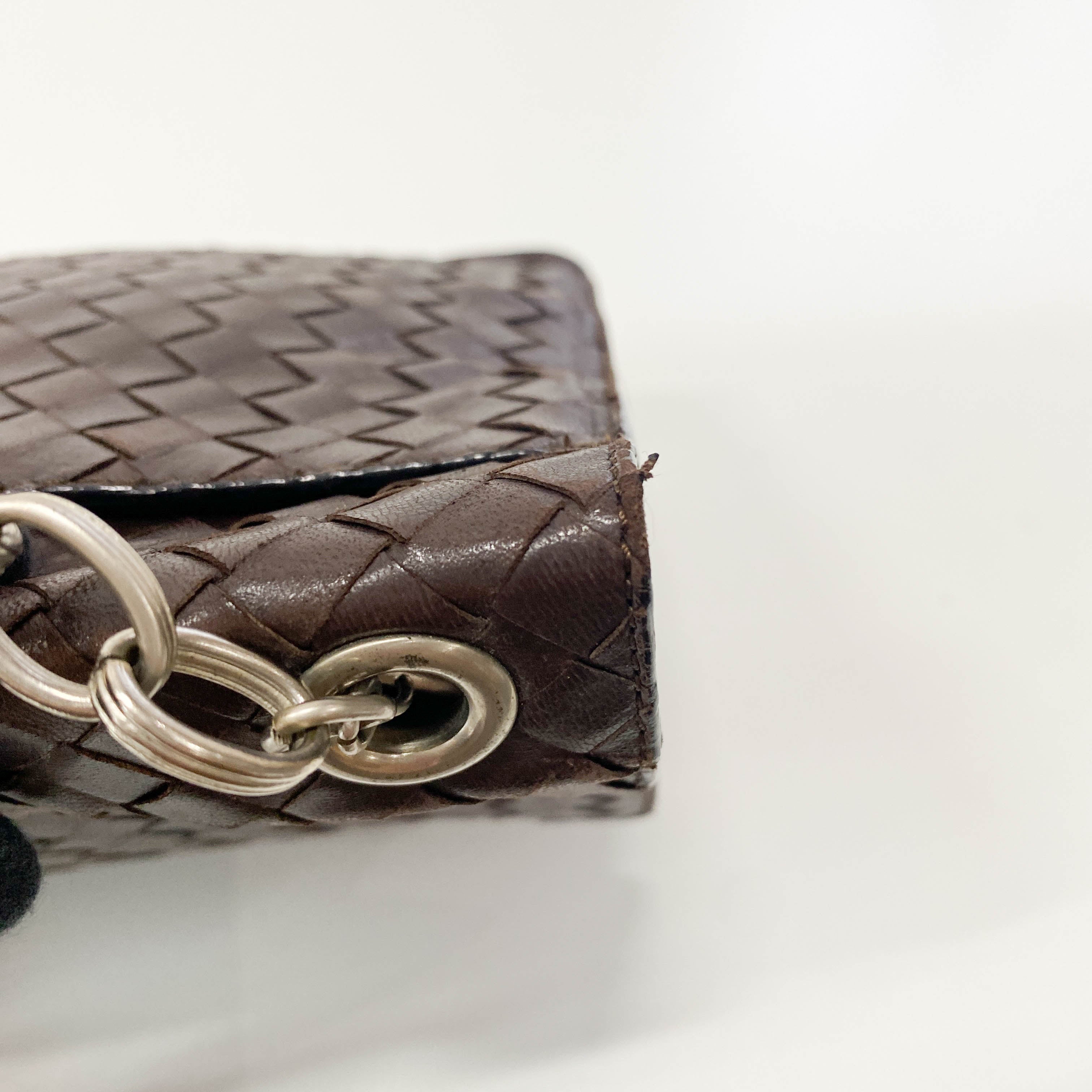 Intrecciato Brown Leather Shoulder Bag