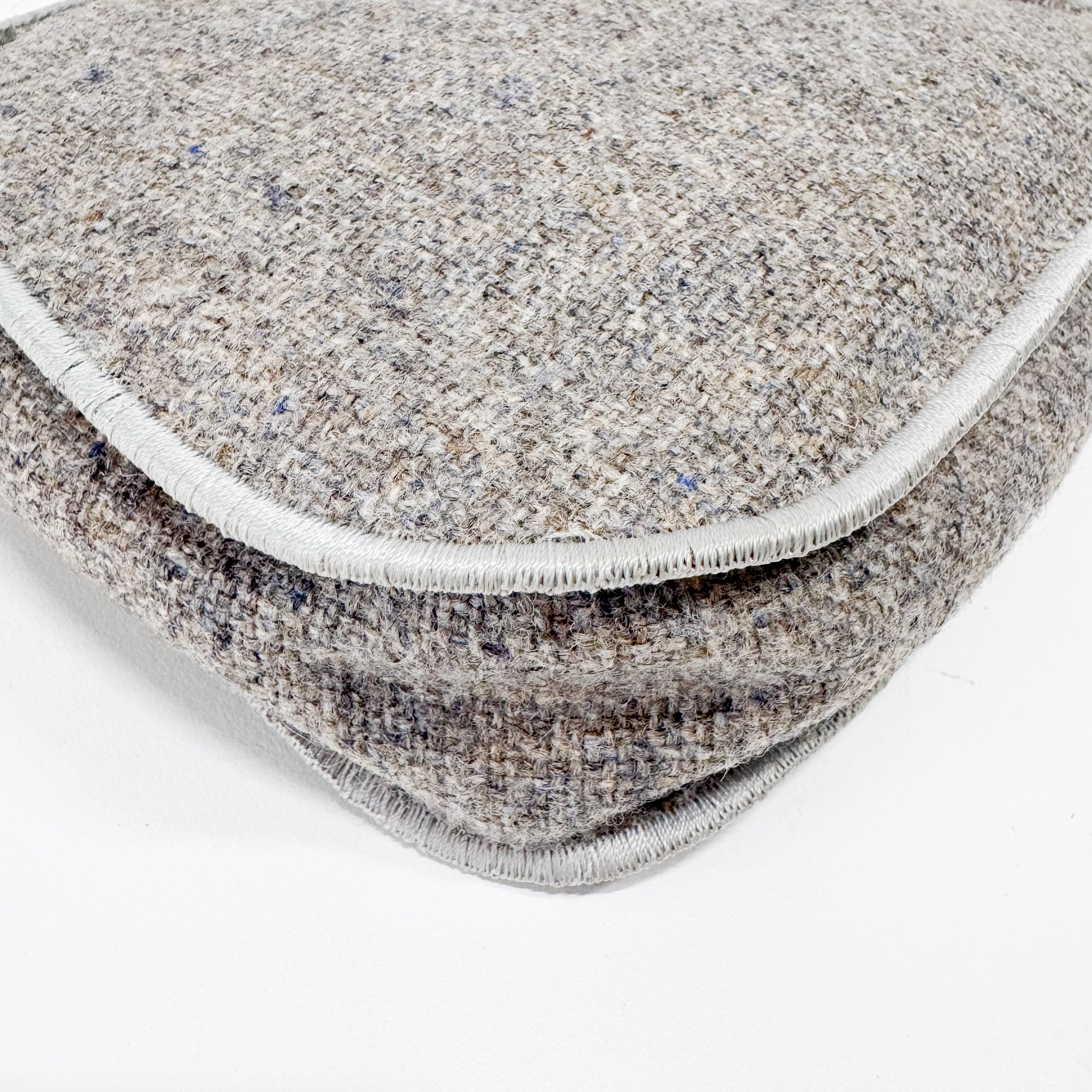 Grey Wool Rhinestone Shoulder Bag
