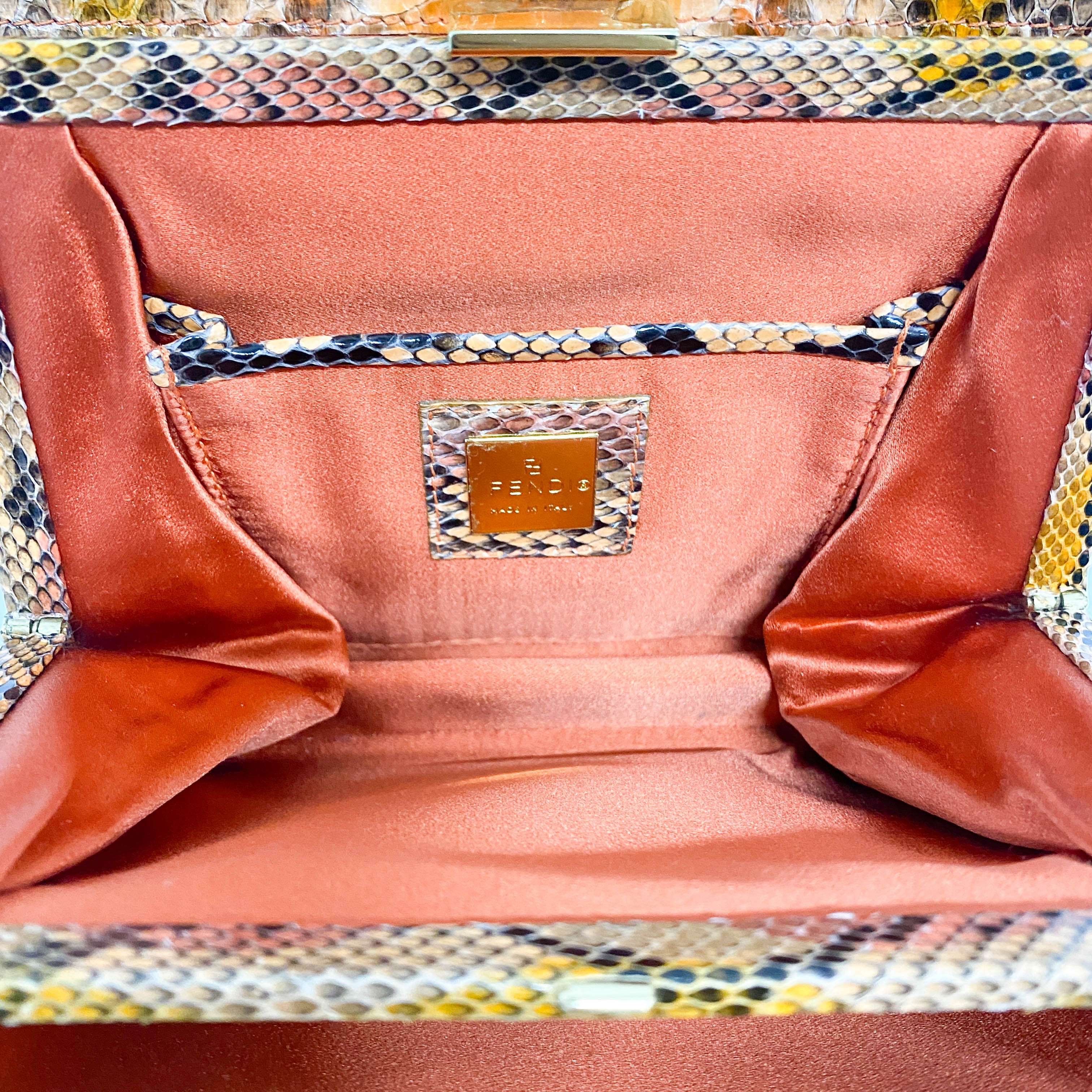Orange Python Leather Handbag