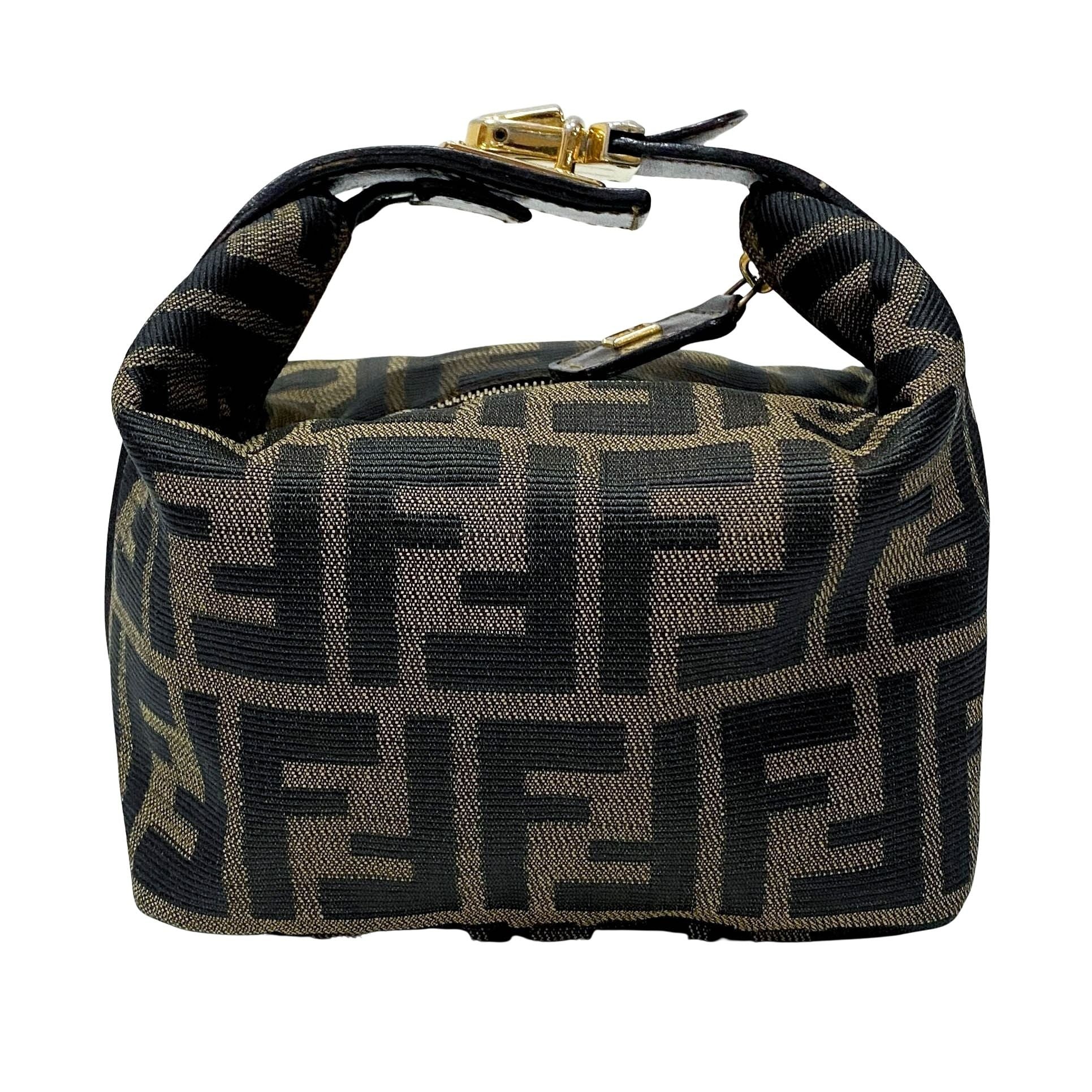 FENDI Zucca Brown Canvas Vanity Pouch