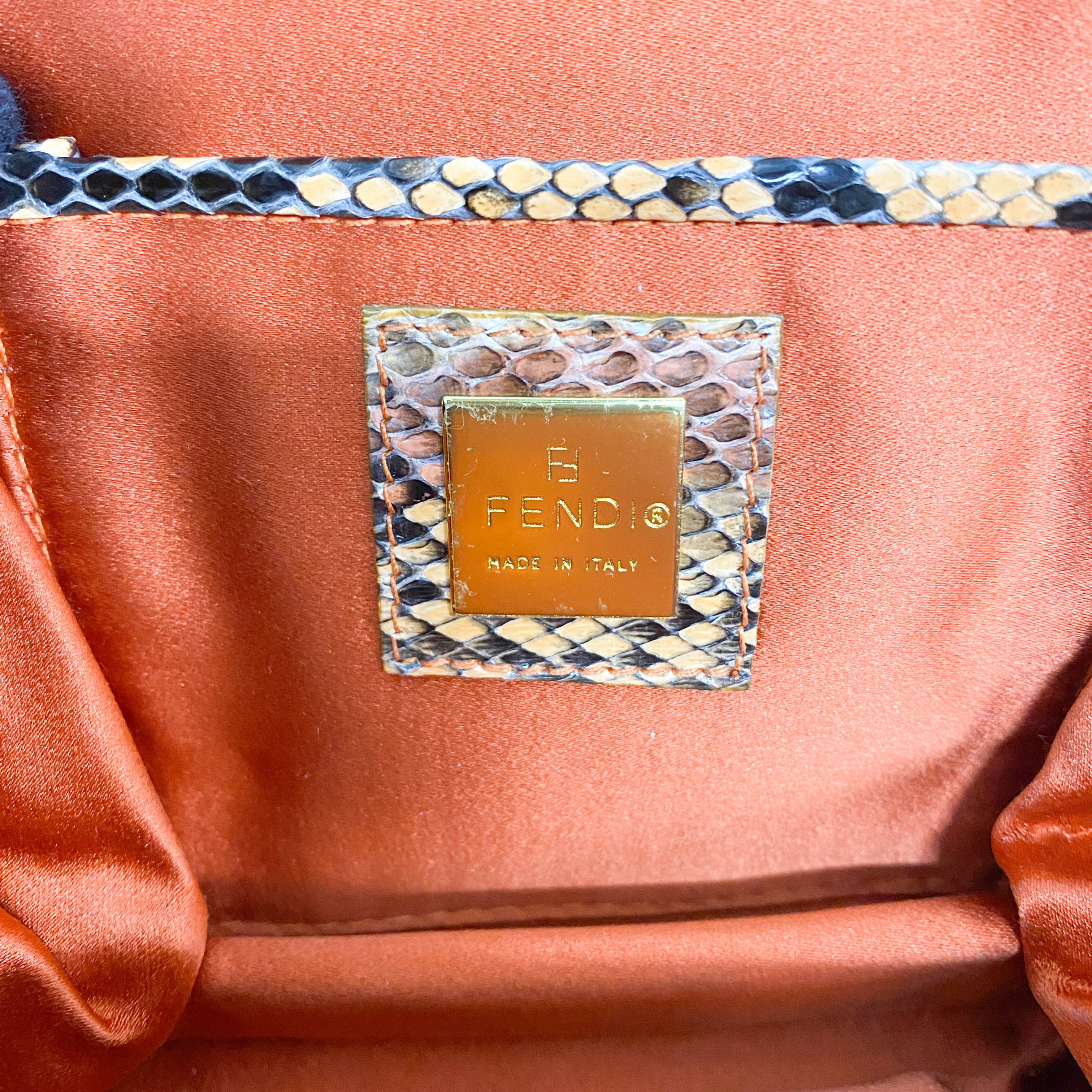 Orange Python Leather Handbag