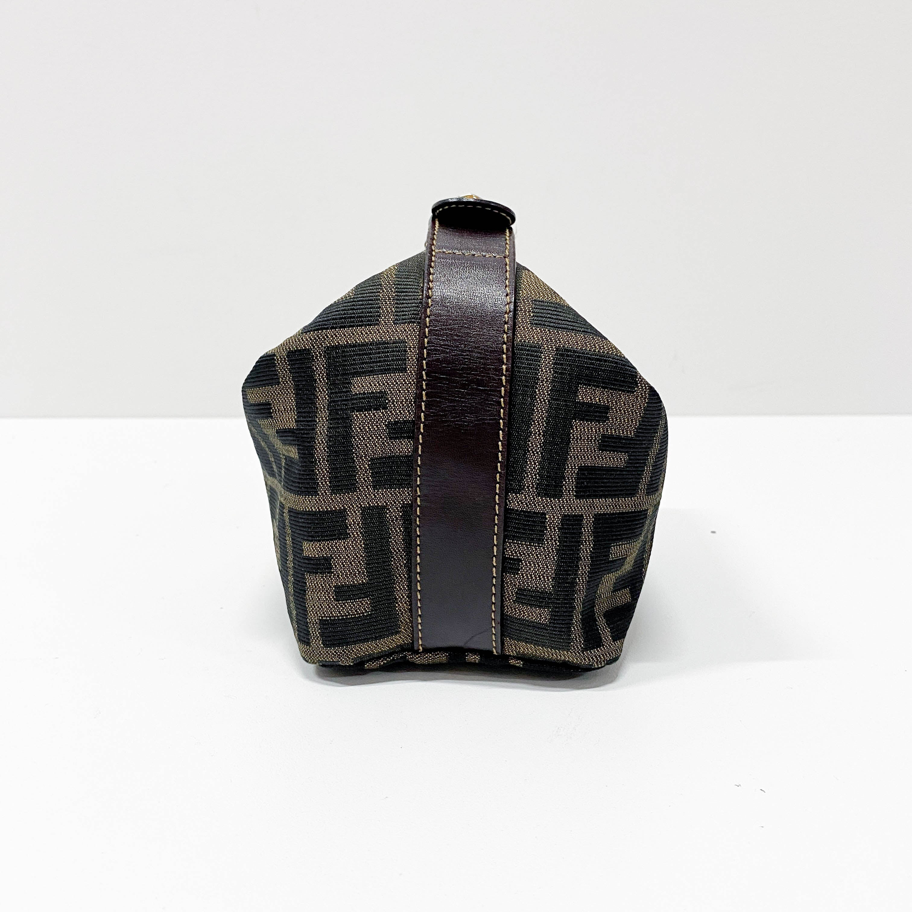 Zucca Brown Canvas Vanity Pouch