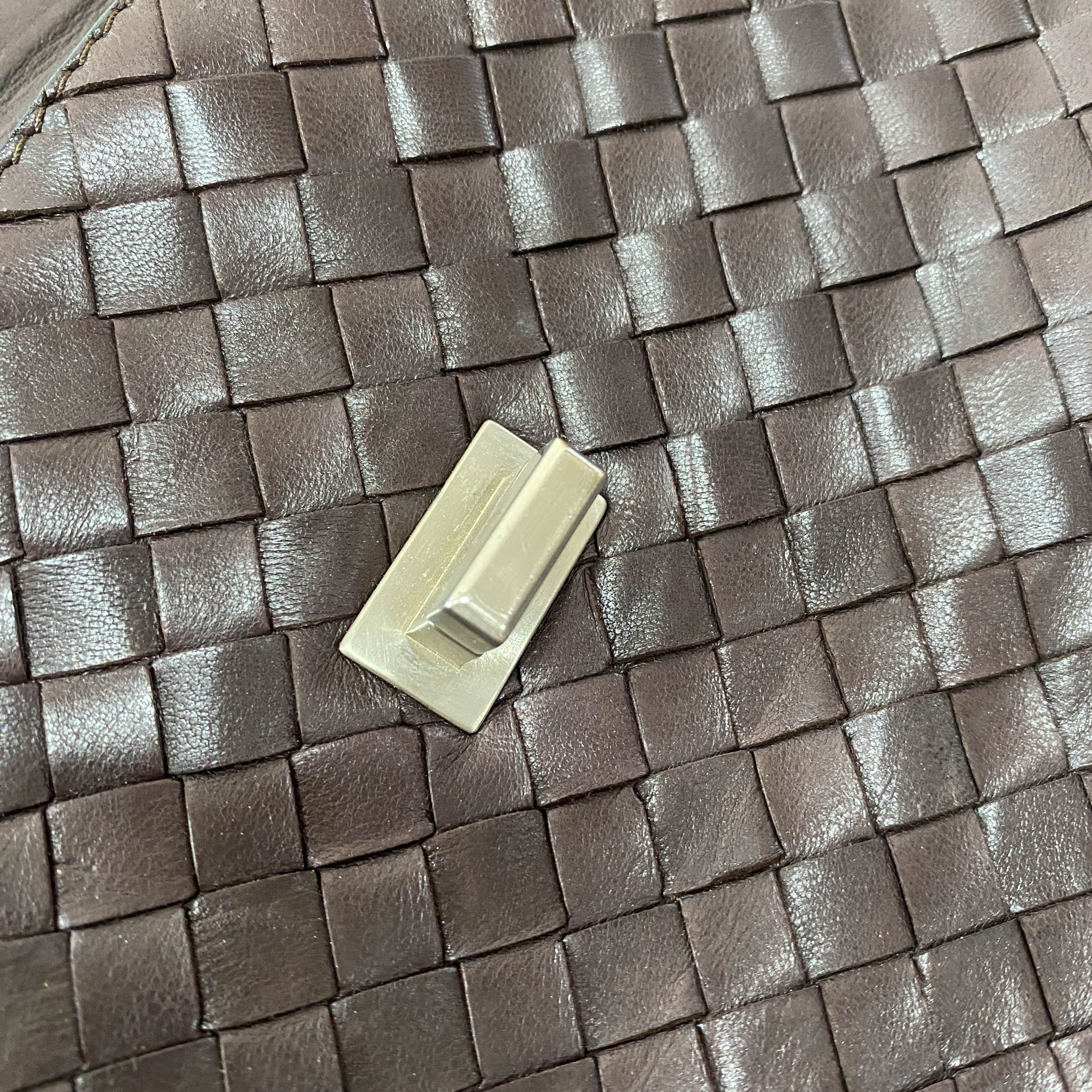 Intrecciato Brown Leather Shoulder Bag