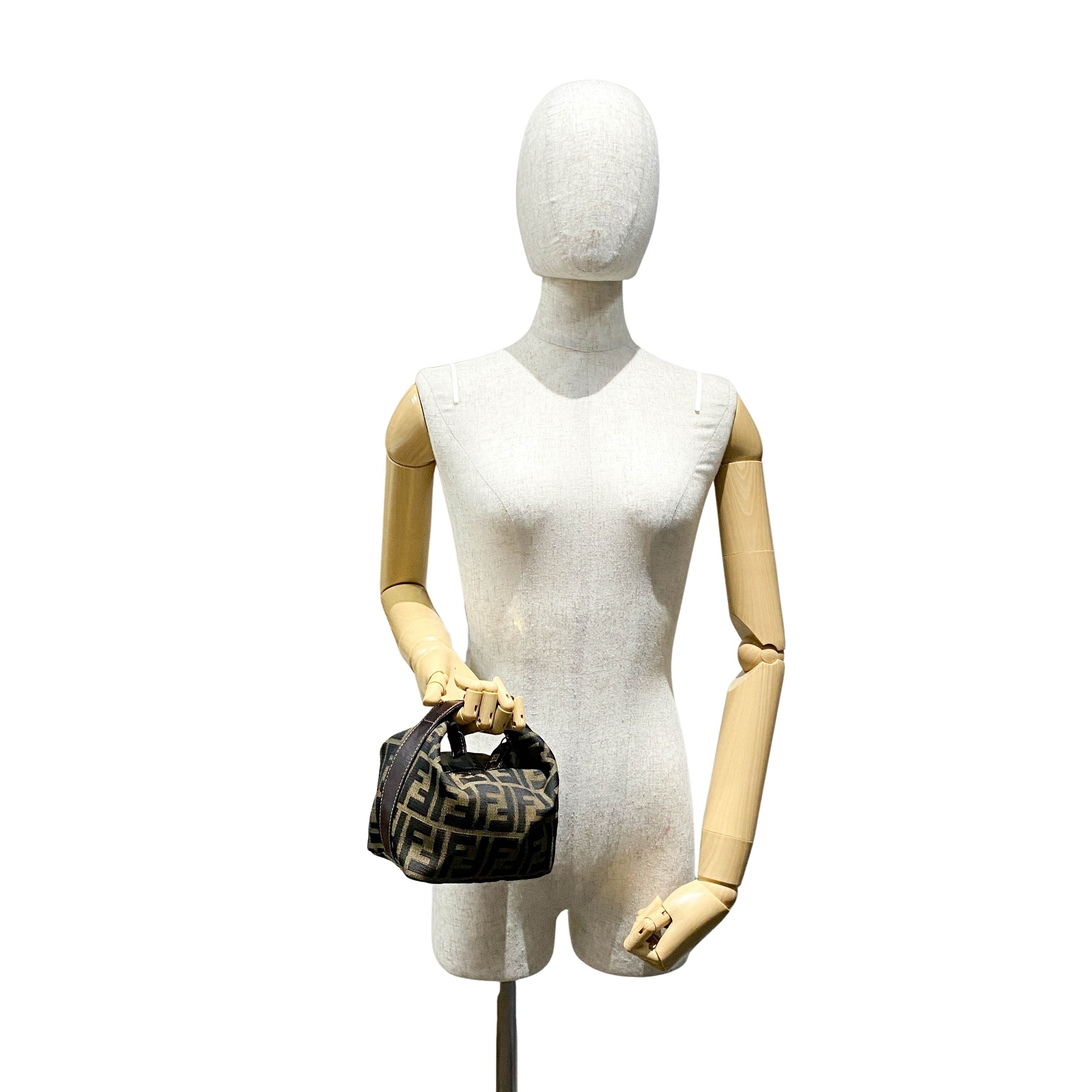 Zucca Brown Canvas Vanity Pouch