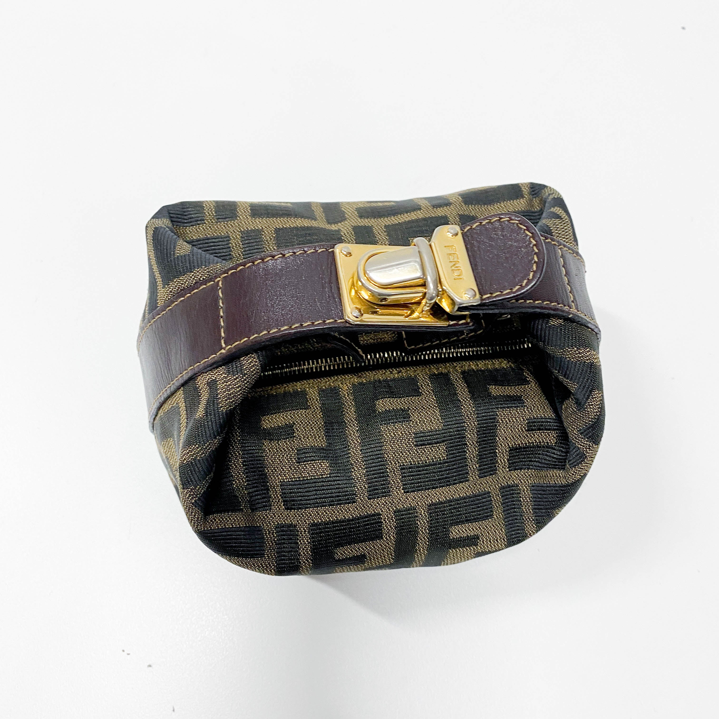 Zucca Brown Canvas Vanity Pouch