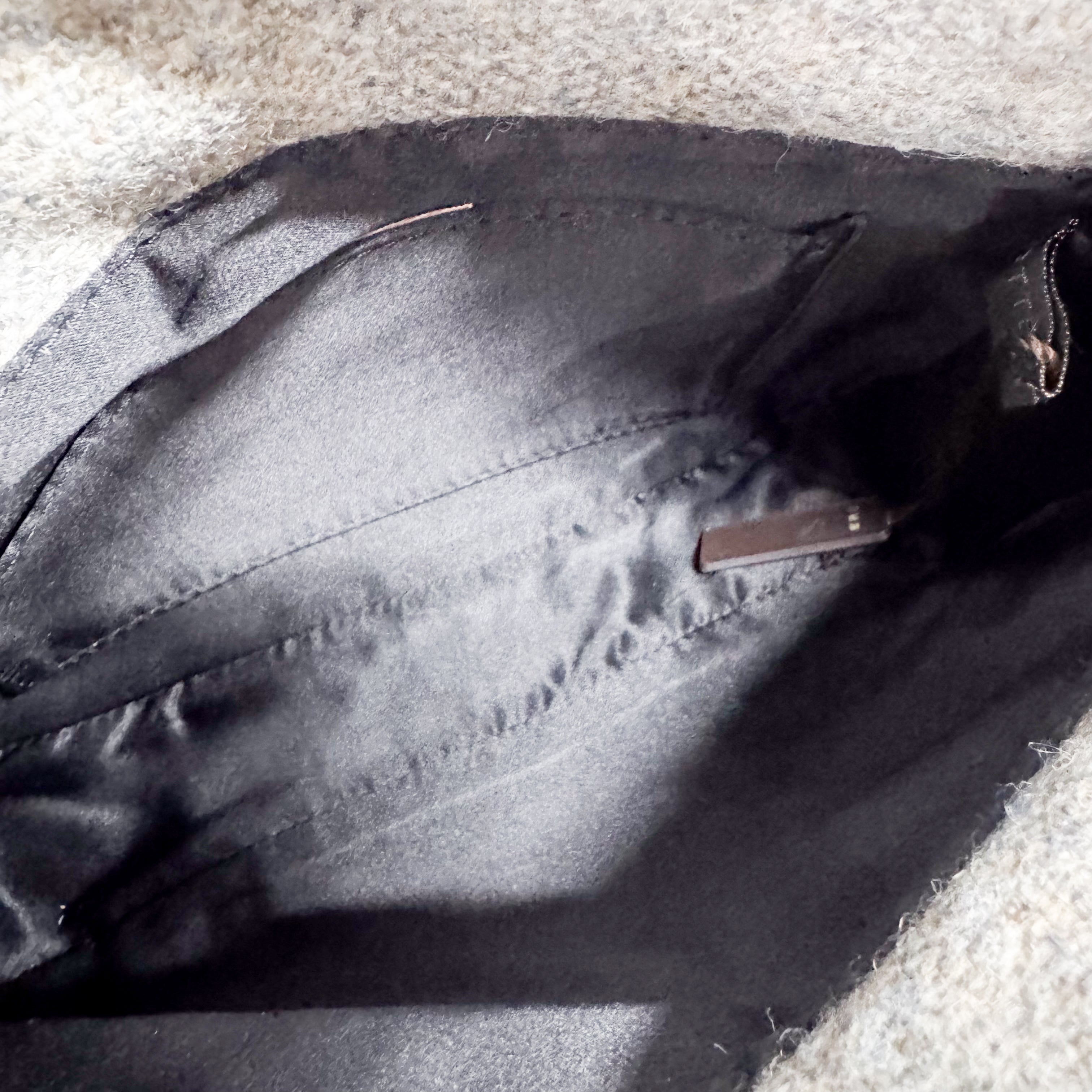 Grey Wool Rhinestone Shoulder Bag