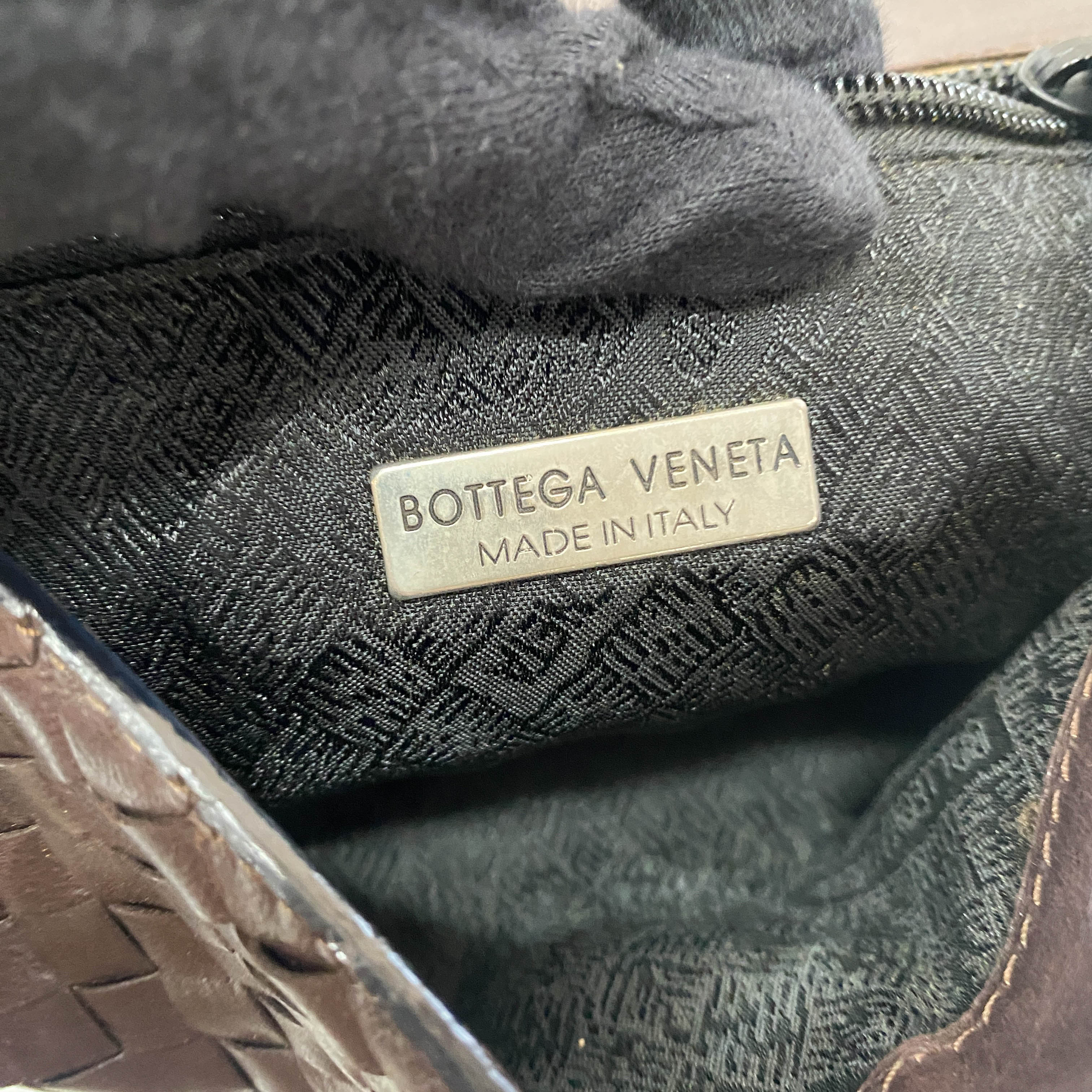 Intrecciato Brown Leather Shoulder Bag