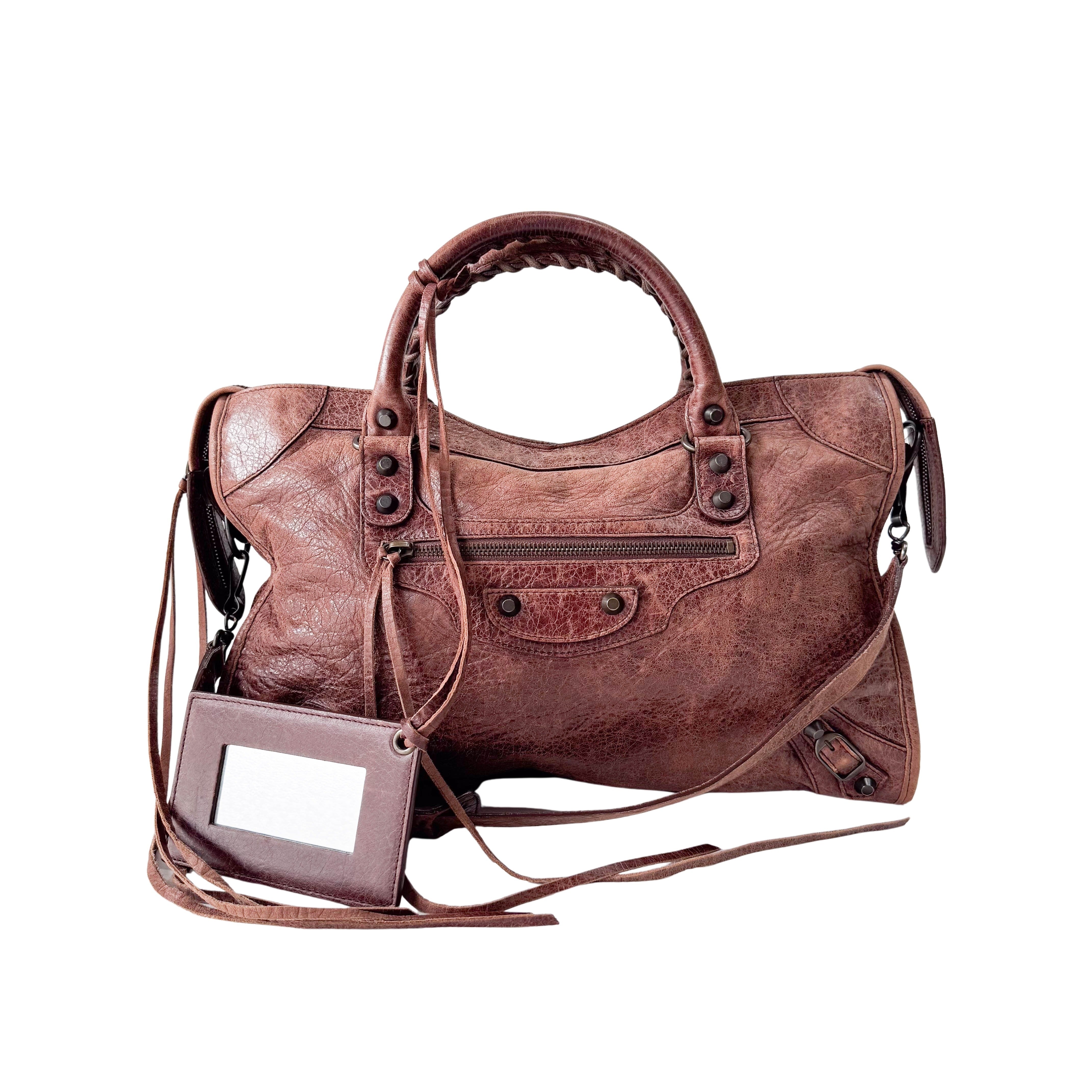 The City Brown Leather Hand bag