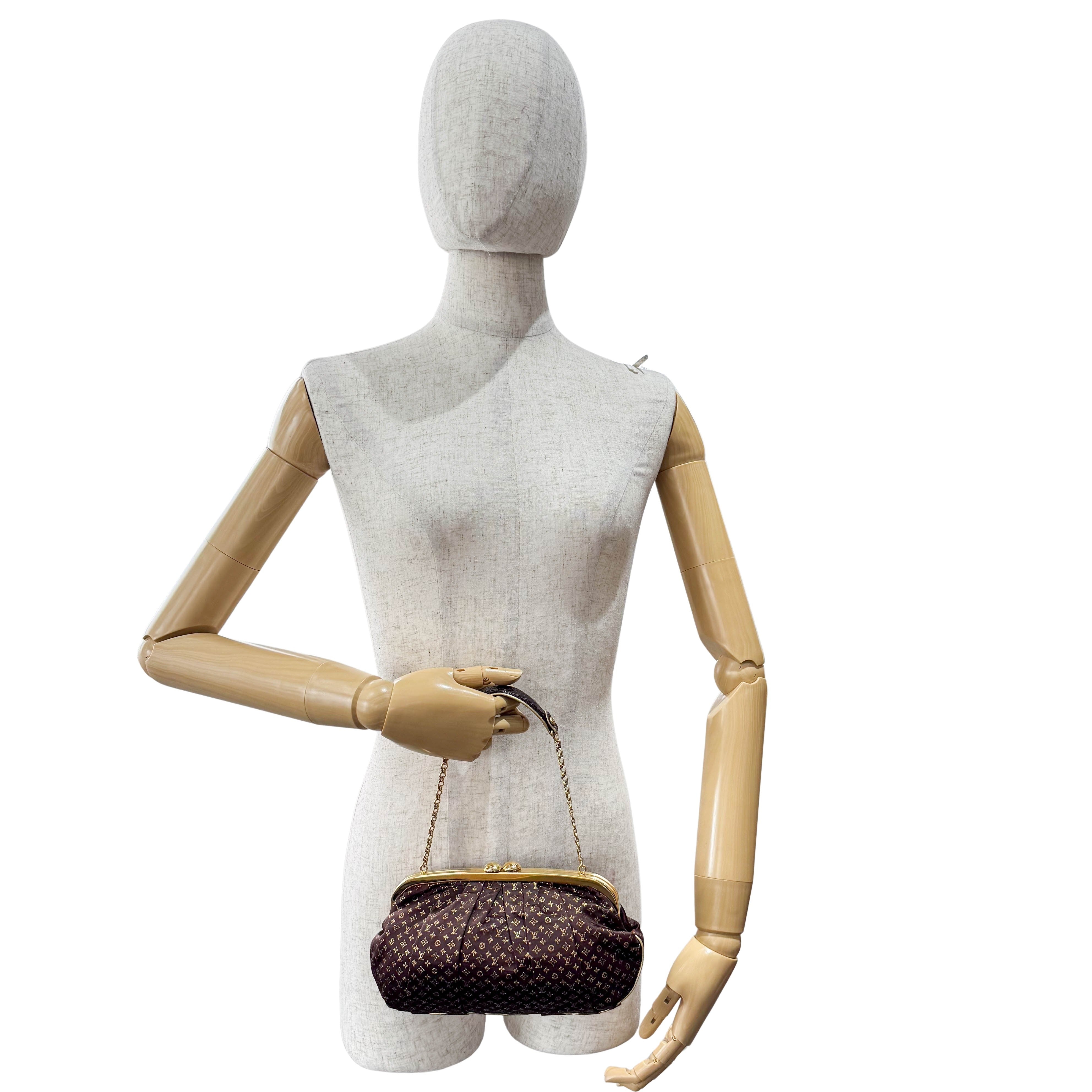 Monogram Satin Aumoniere Evening Clutch Bag