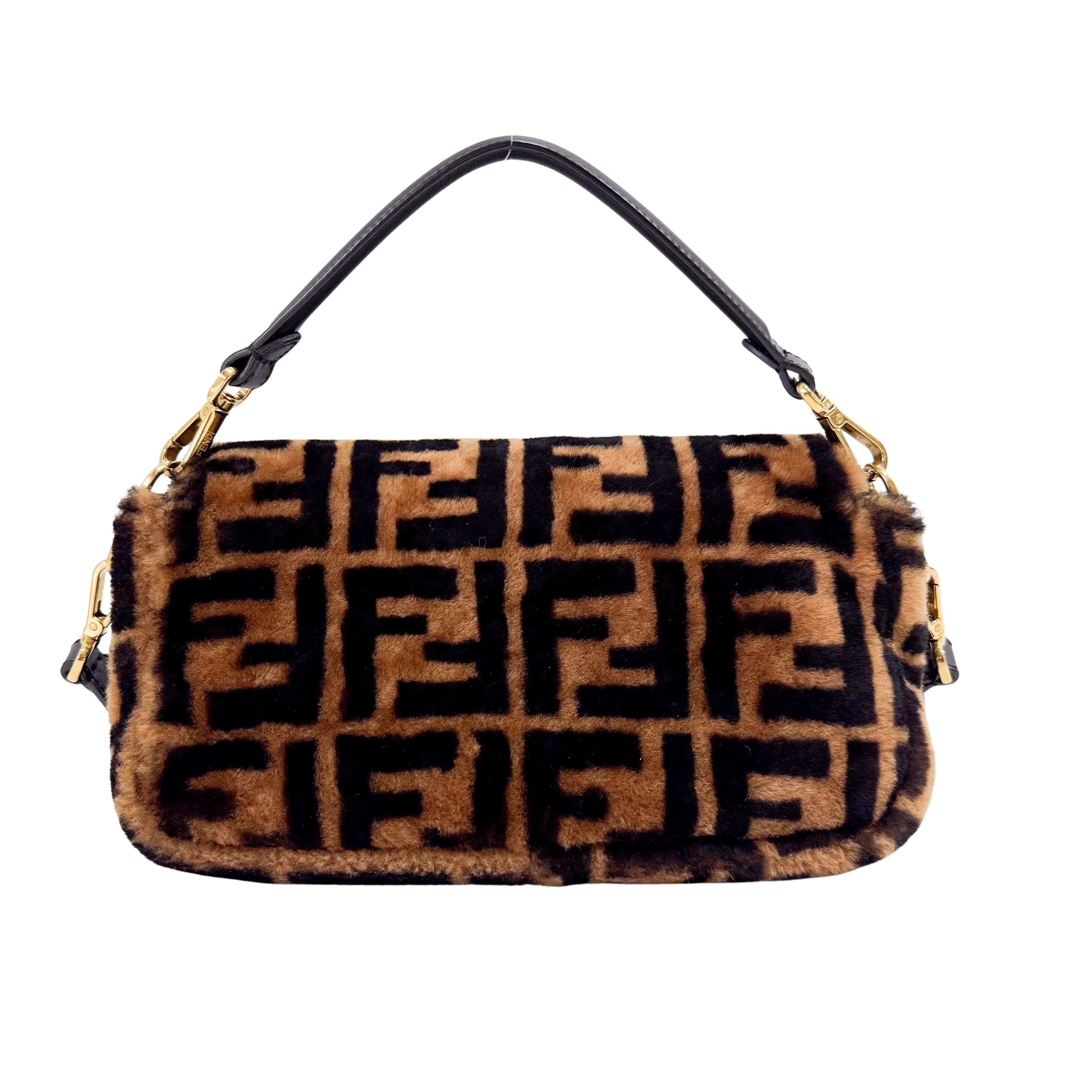 Zucca Baguette Brown Fur Two Way Bag