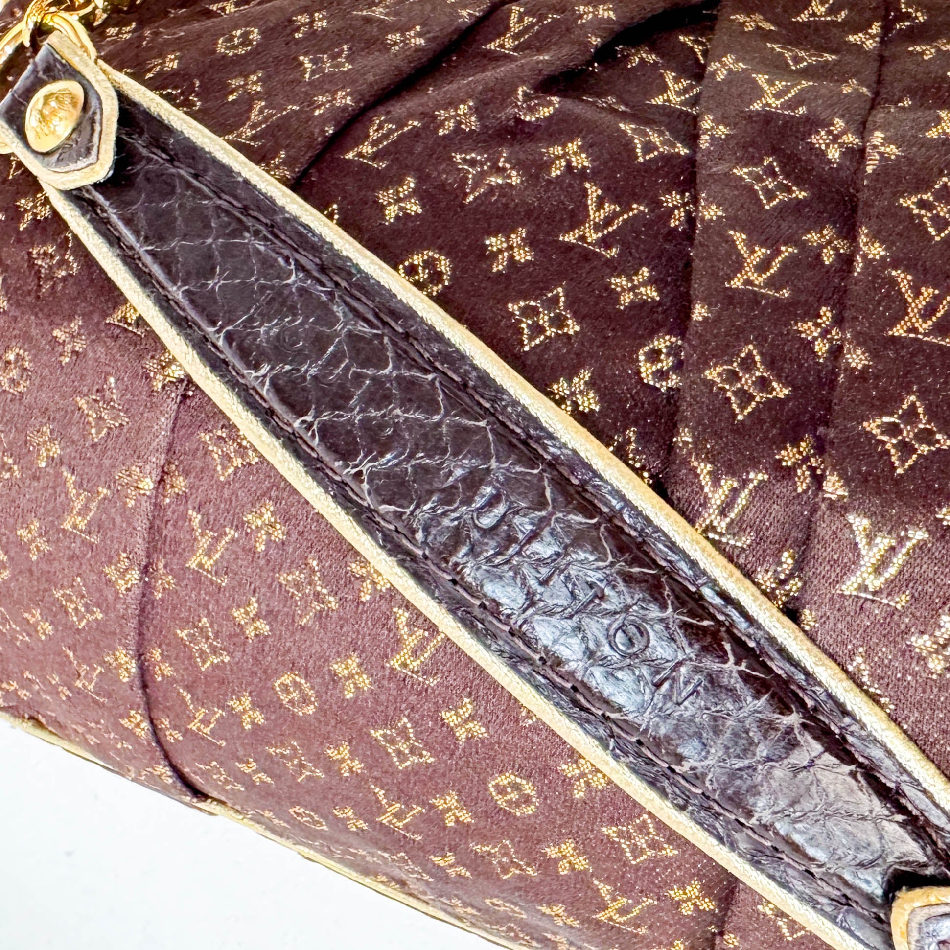 Monogram Satin Aumoniere Evening Clutch Bag