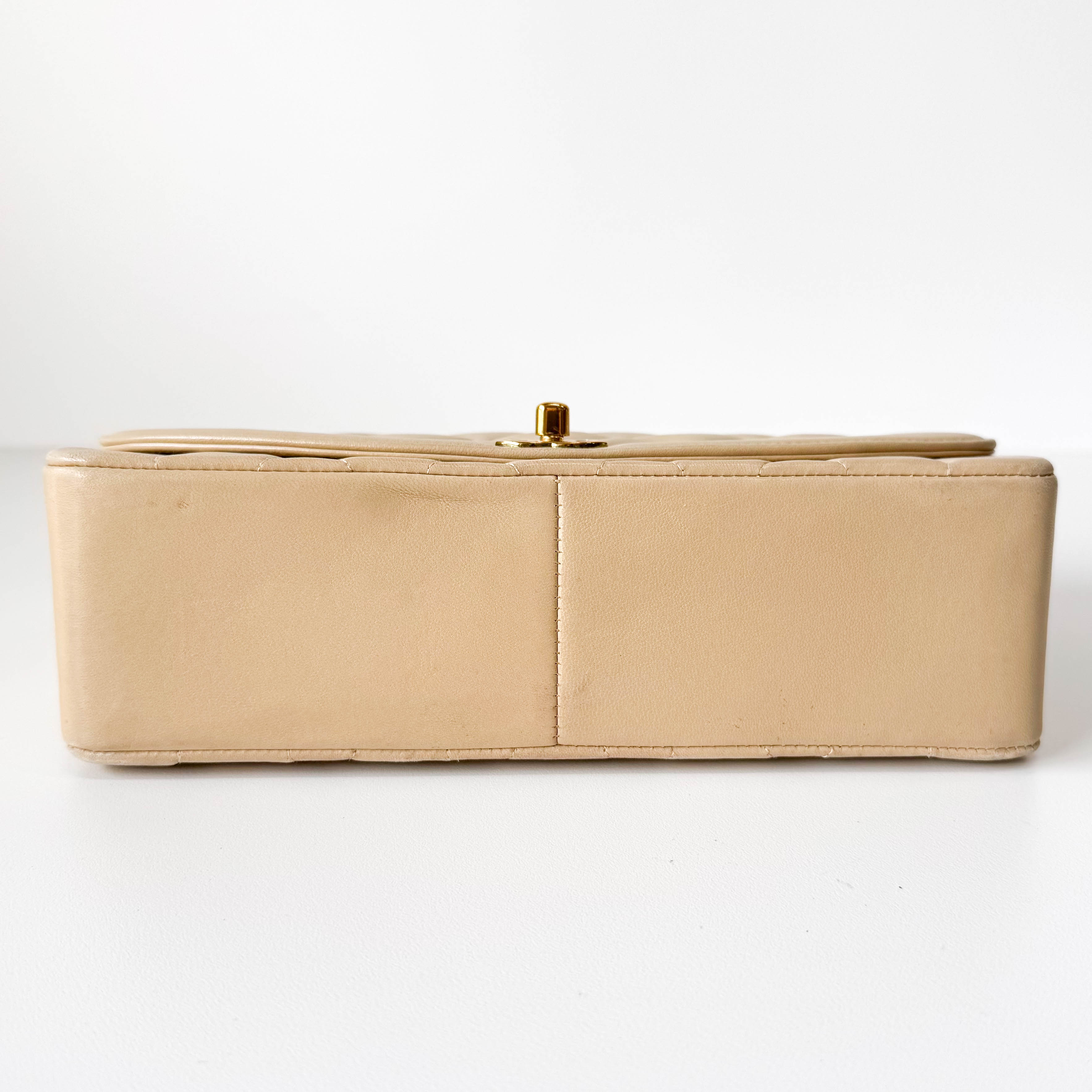 Diana Quilted Single Flap Beige Lambskin Chain Bag