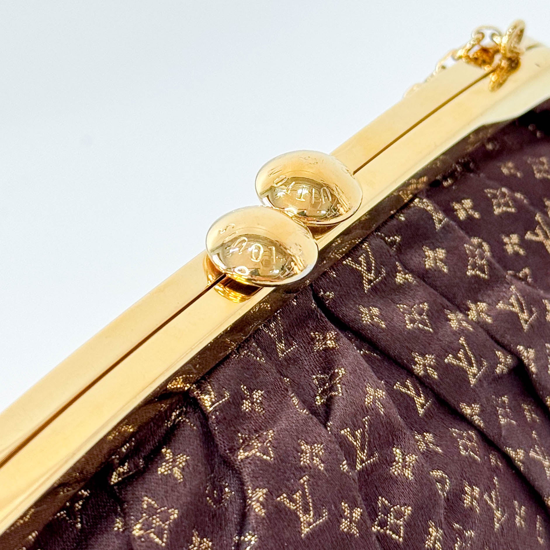 Monogram Satin Aumoniere Evening Clutch Bag