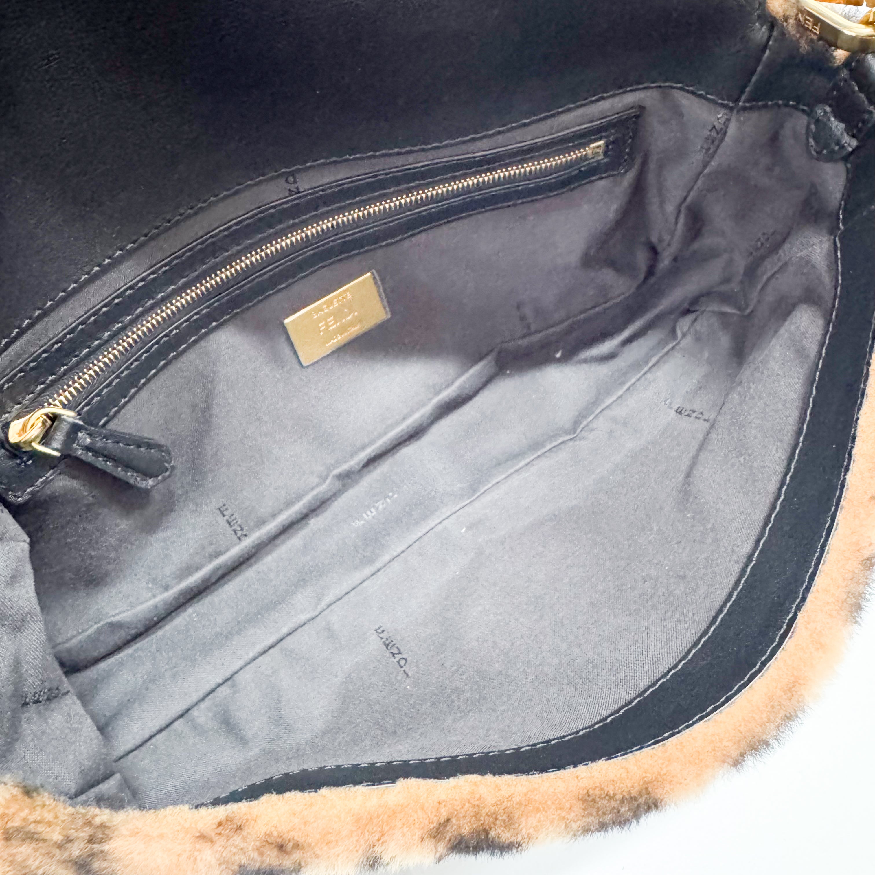 Zucca Baguette Brown Fur Two Way Bag