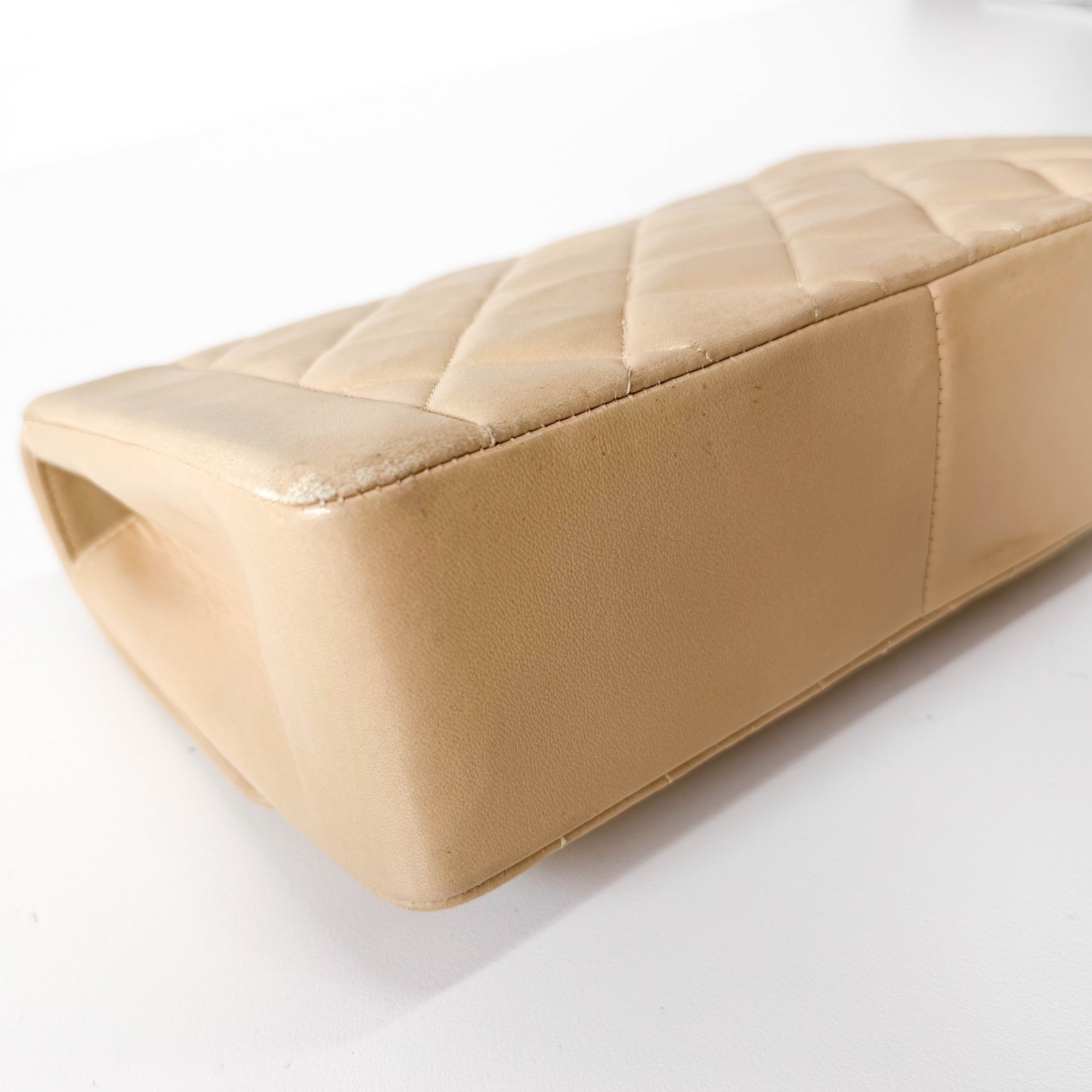 Diana Quilted Single Flap Beige Lambskin Chain Bag