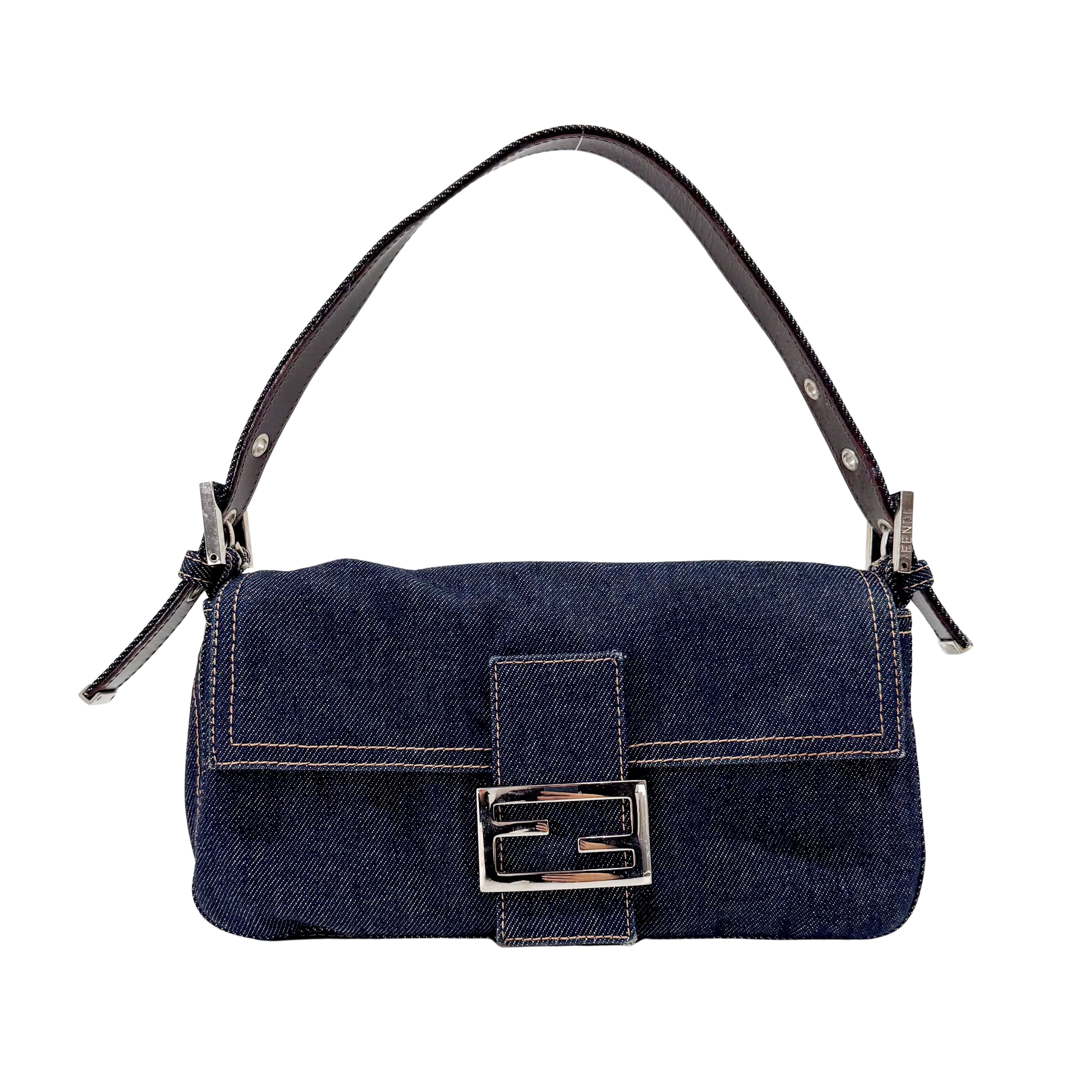 Baguette Blue Denim Shoulder Bag