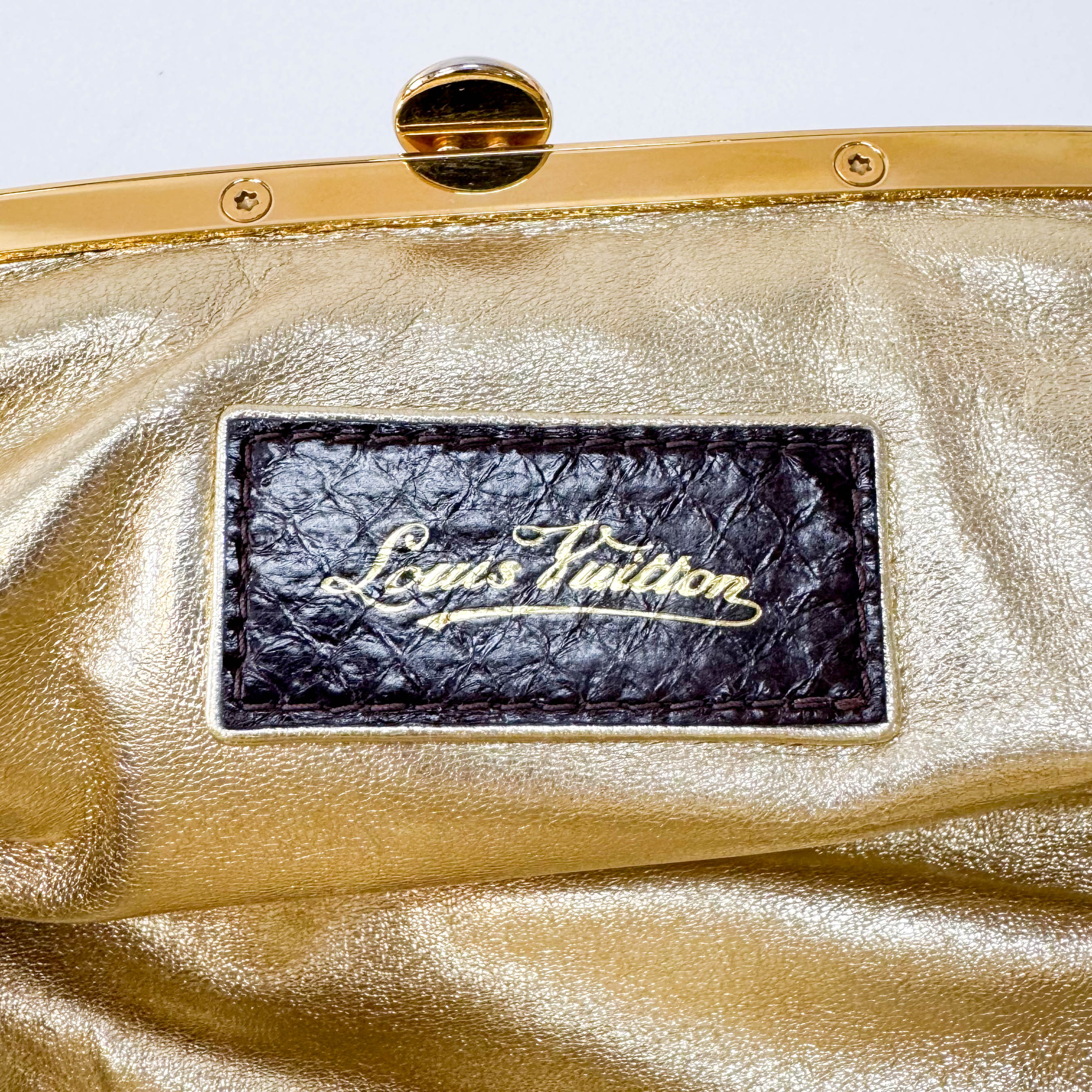 Monogram Satin Aumoniere Evening Clutch Bag