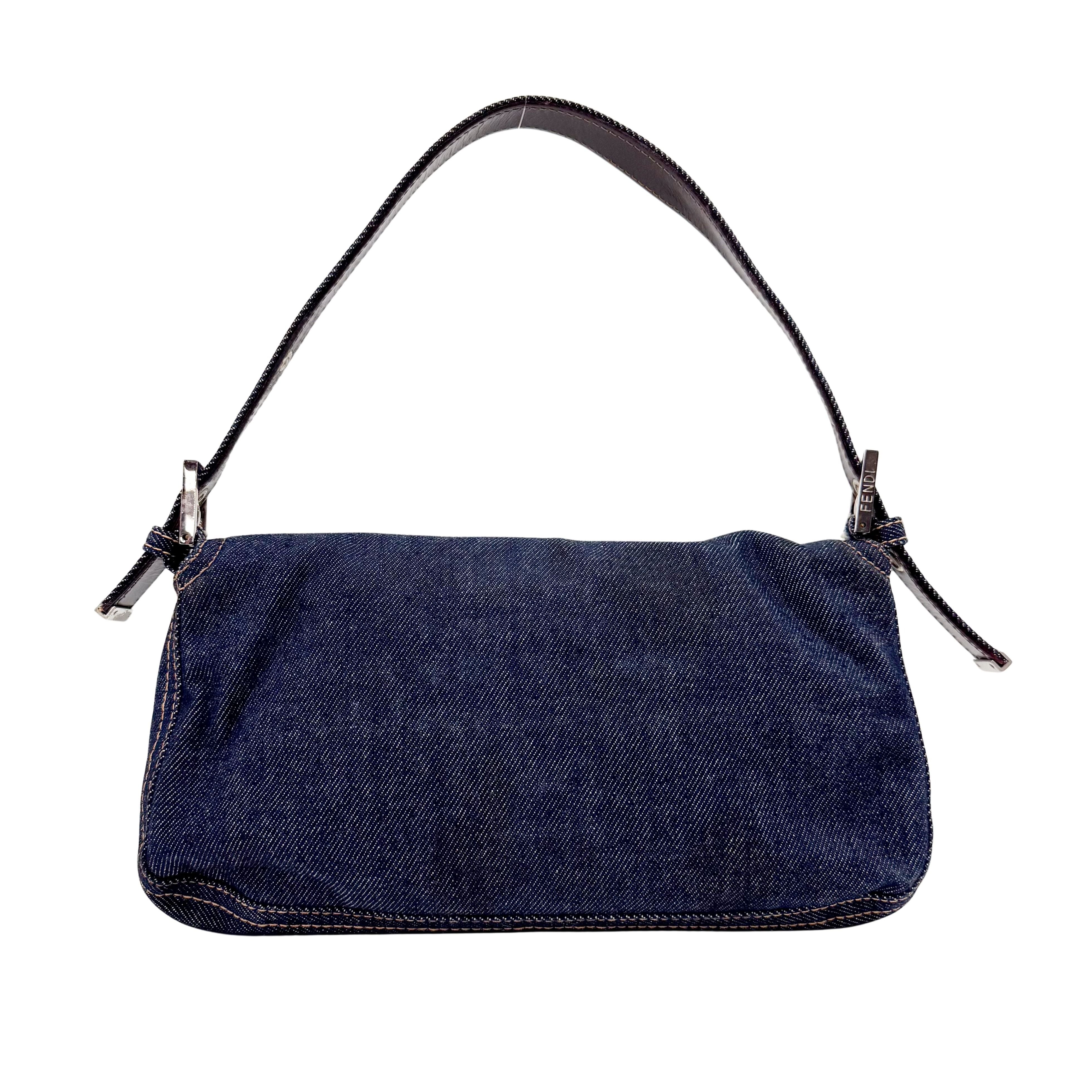 Baguette Blue Denim Shoulder Bag