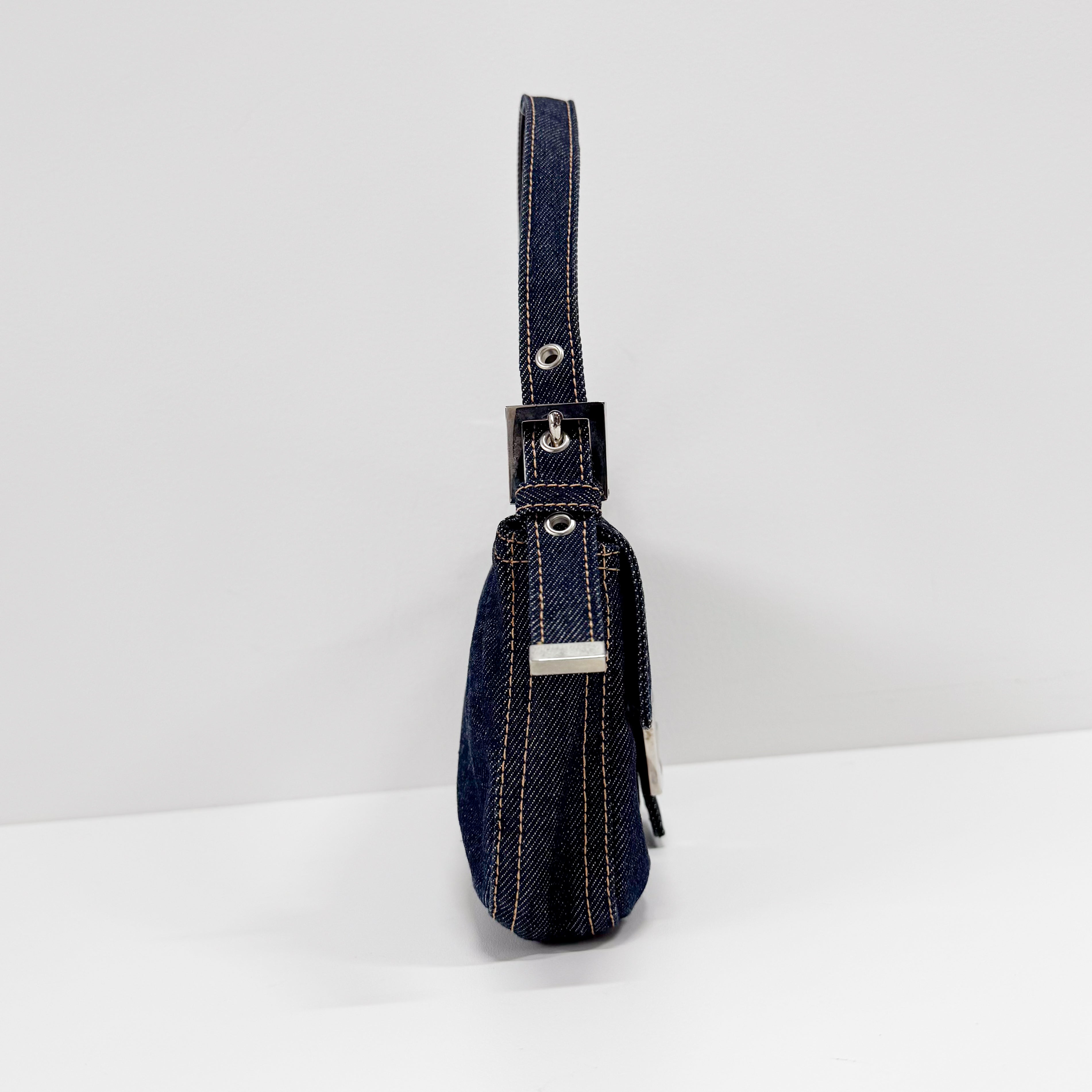 Baguette Blue Denim Shoulder Bag