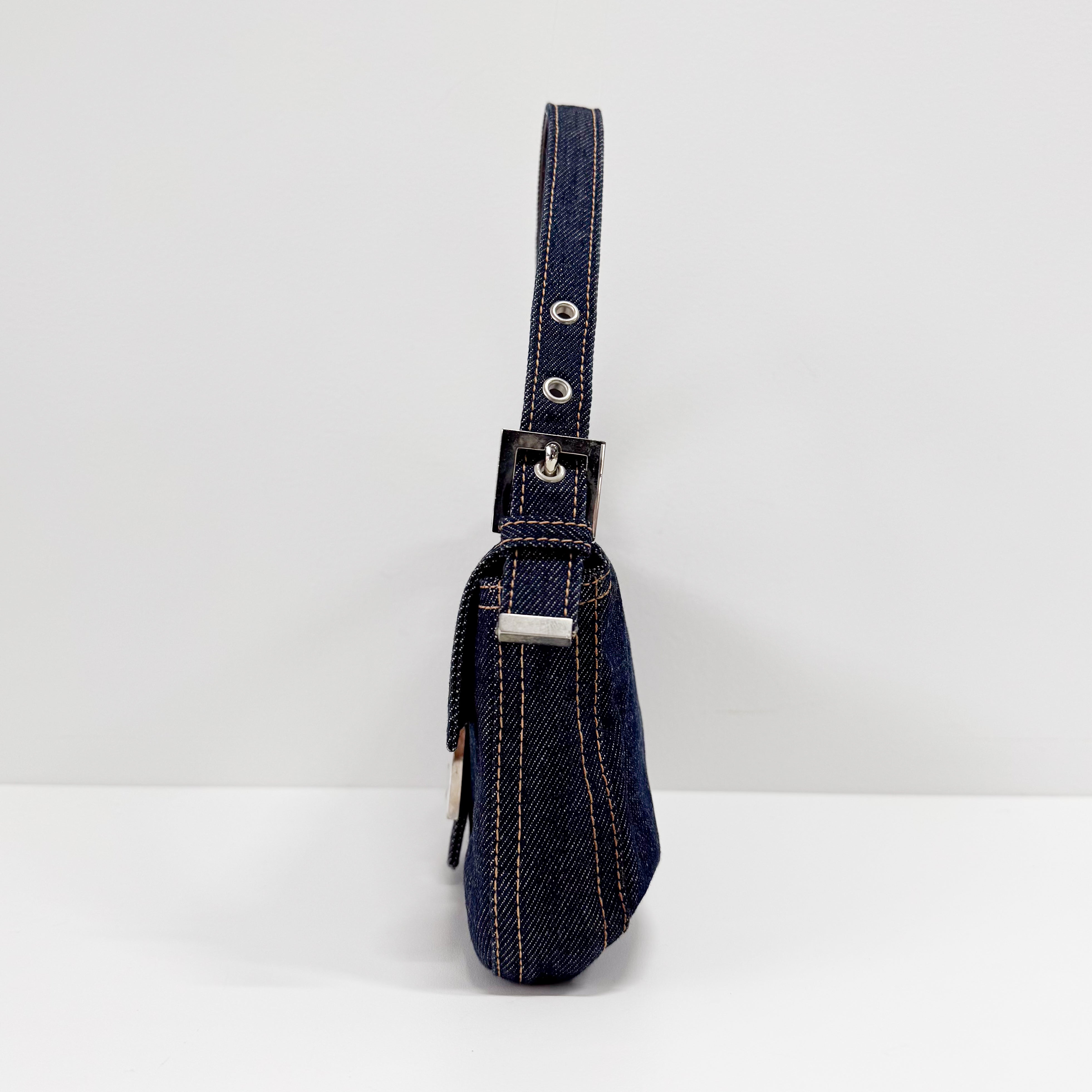 Baguette Blue Denim Shoulder Bag