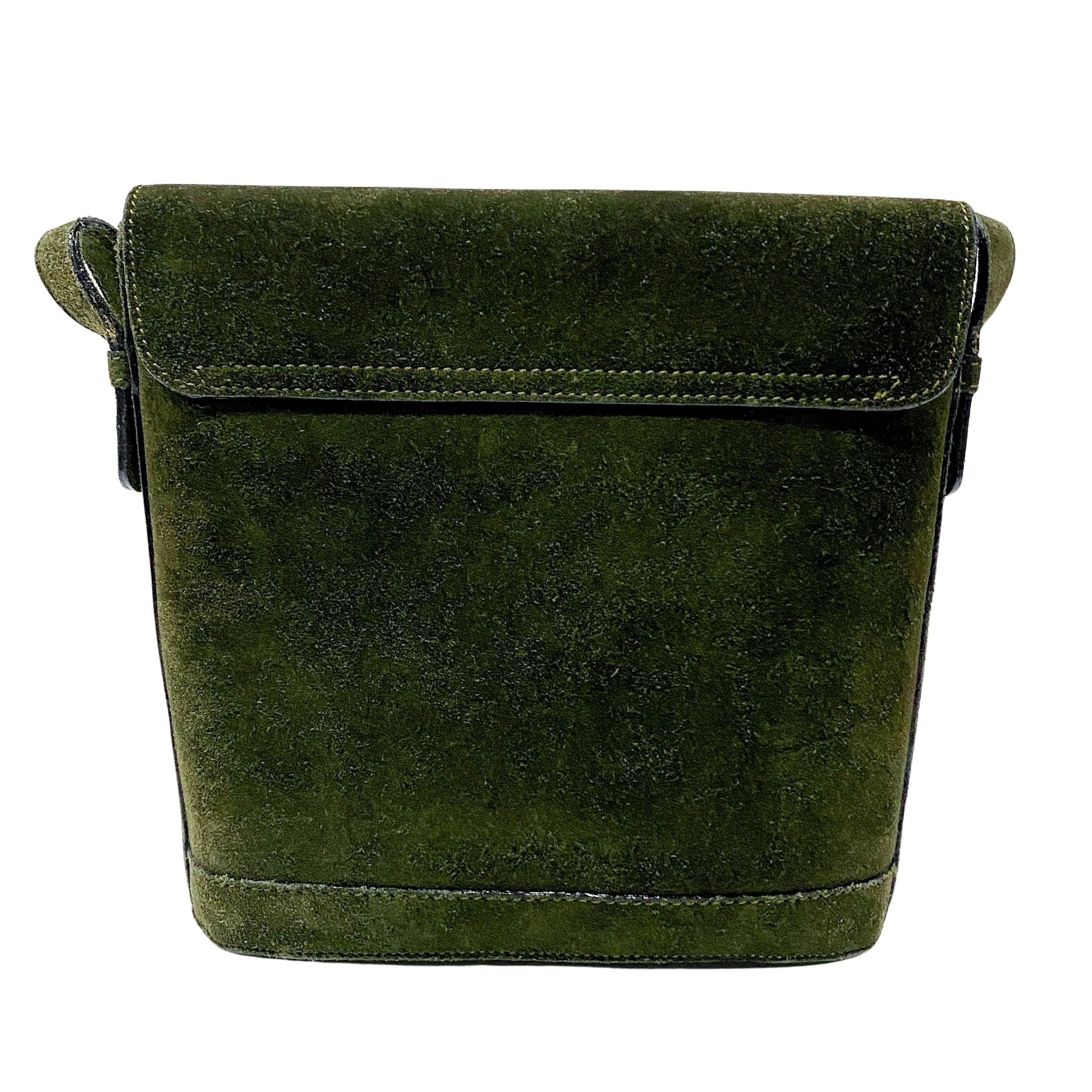 Horsebit Green Suede Shoulder Bag