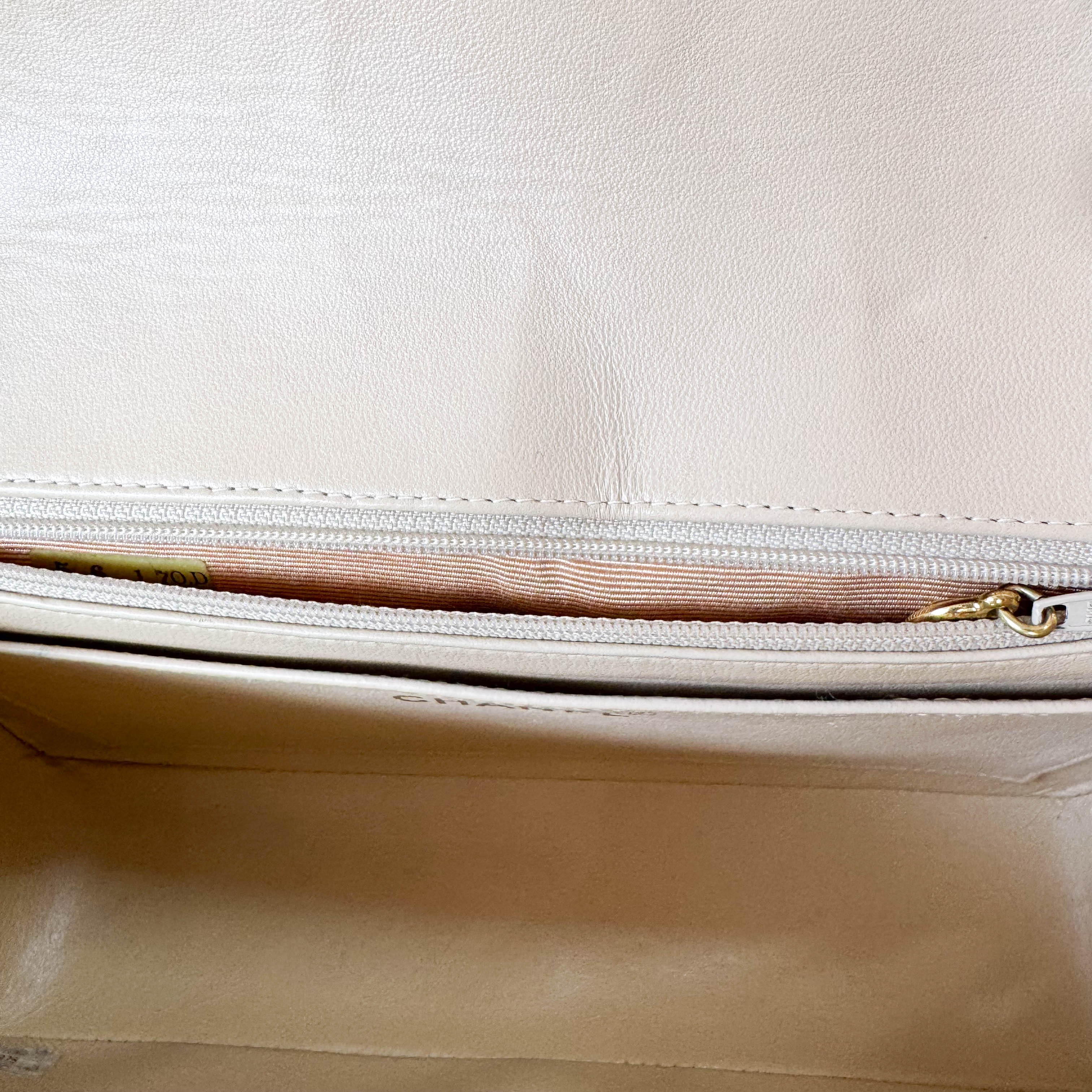 Diana Quilted Single Flap Beige Lambskin Chain Bag