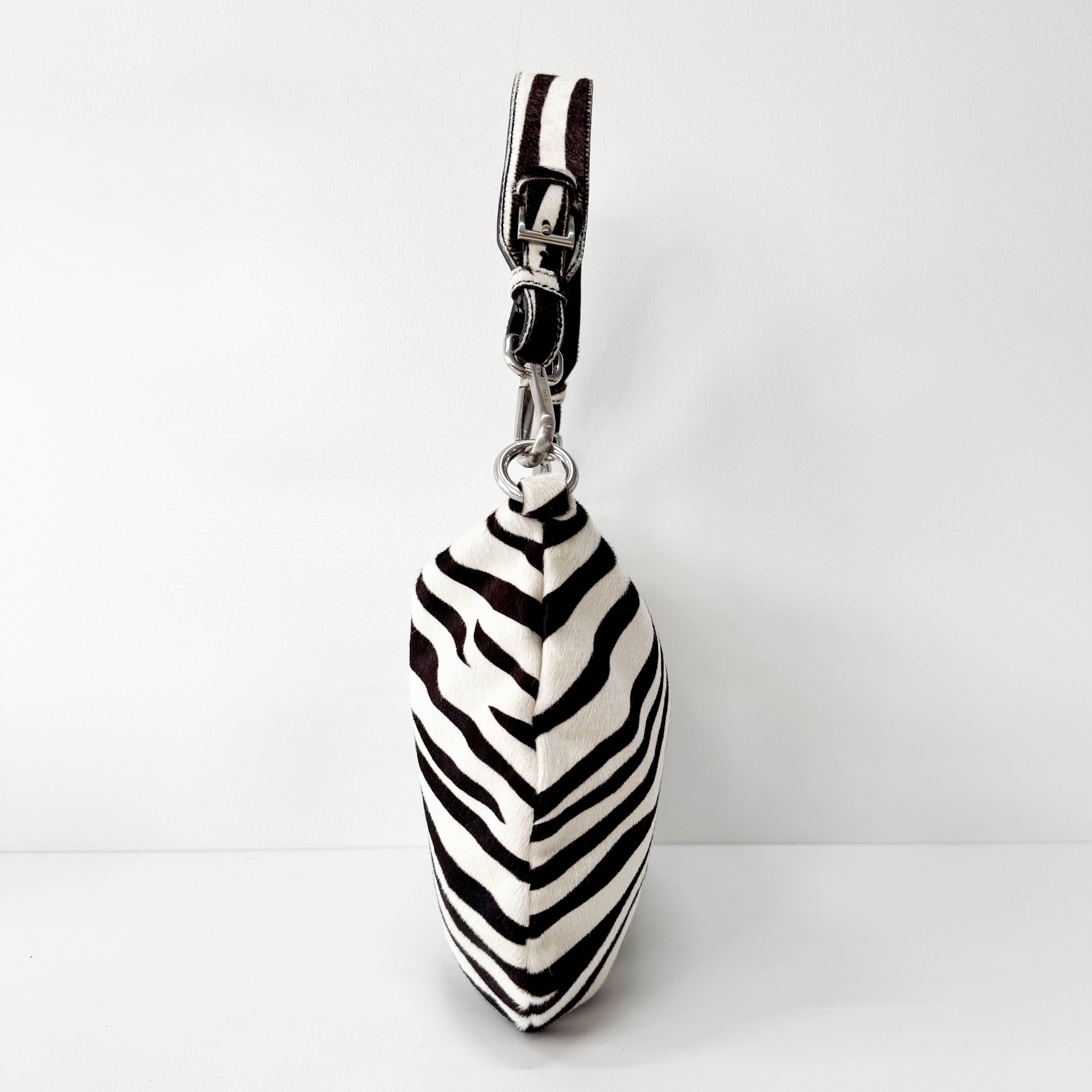 Zebra Print Pony Hair Shoulder Bag