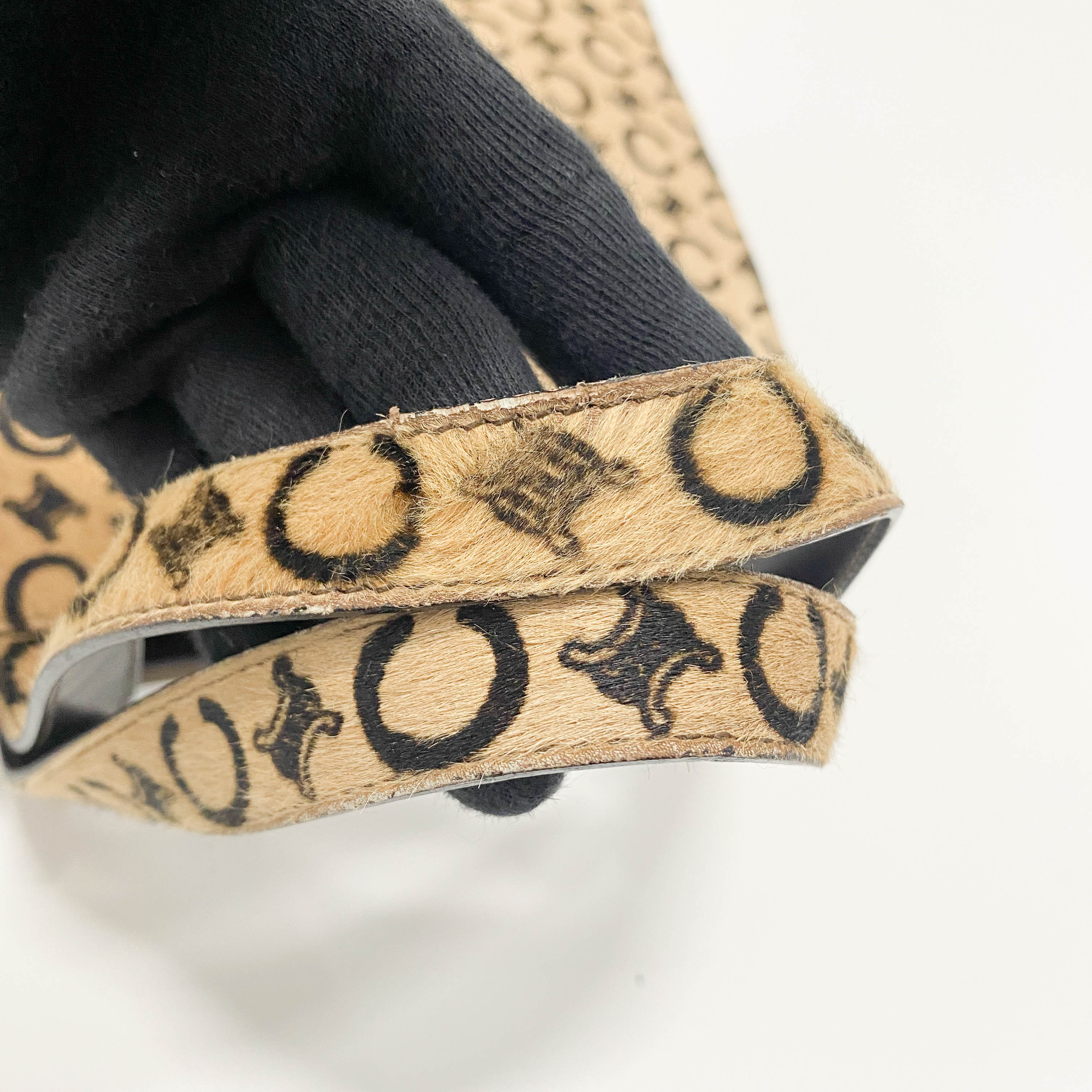 C Macadam Yellow Pony Hair Shoulder Bag