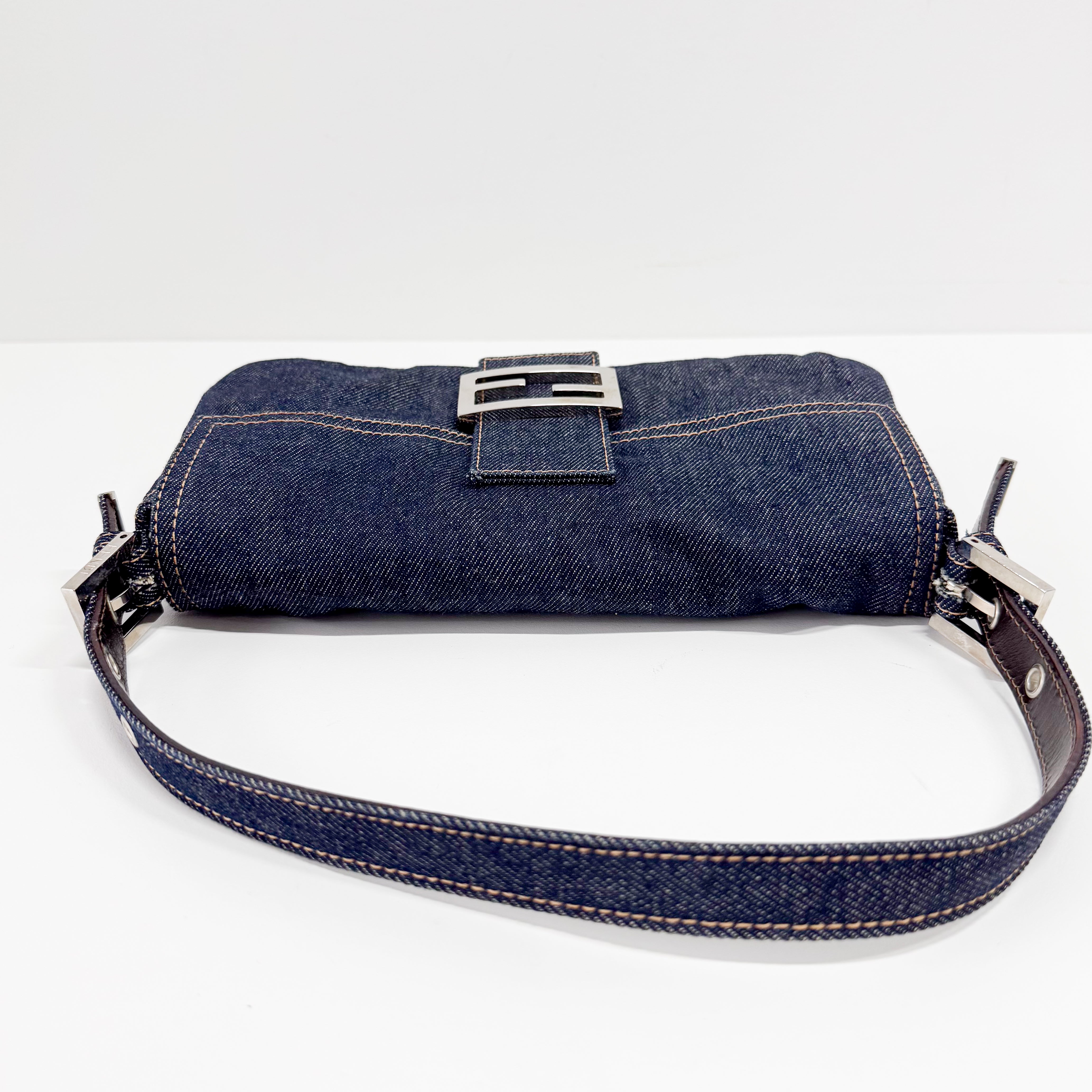 Baguette Blue Denim Shoulder Bag