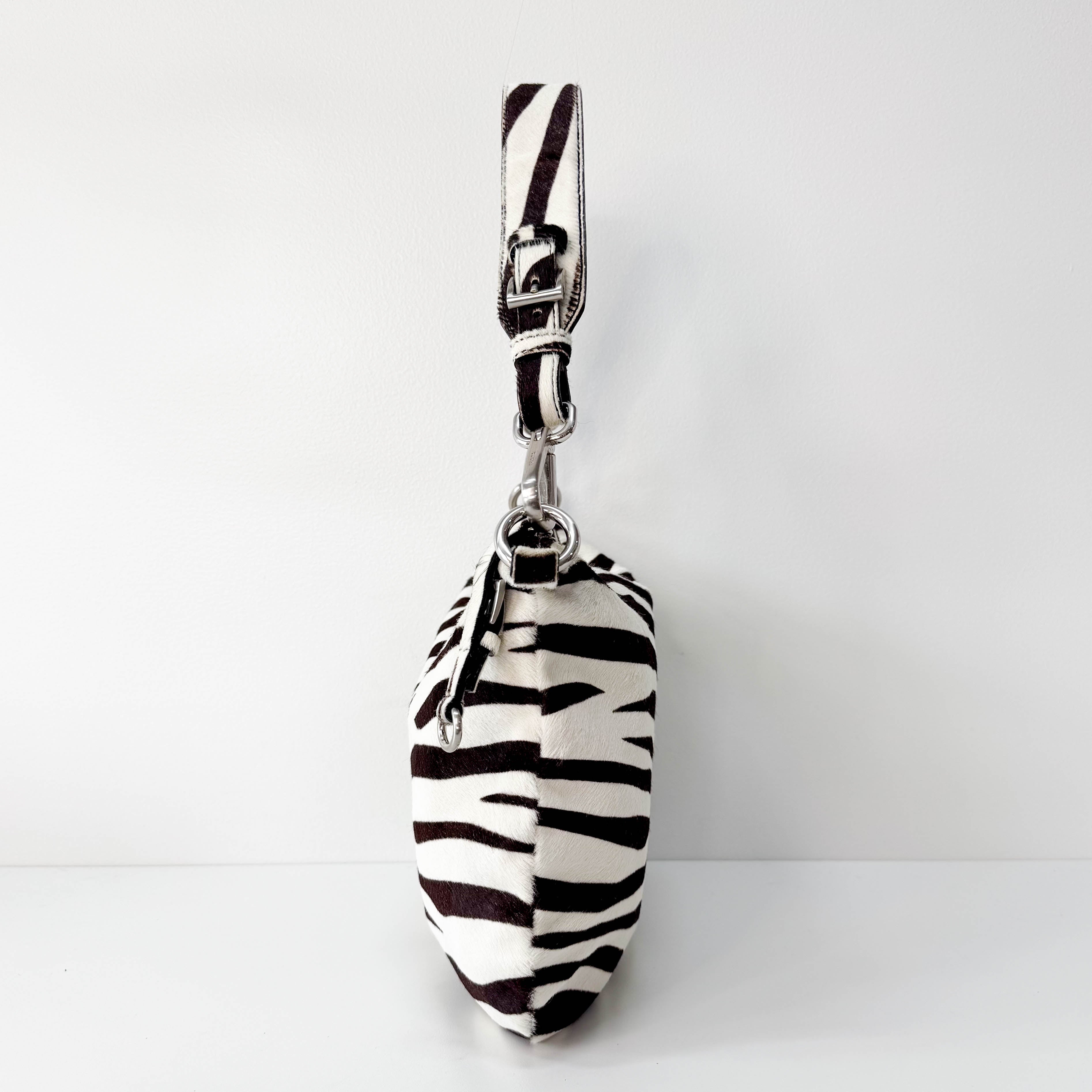 Zebra Print Pony Hair Shoulder Bag