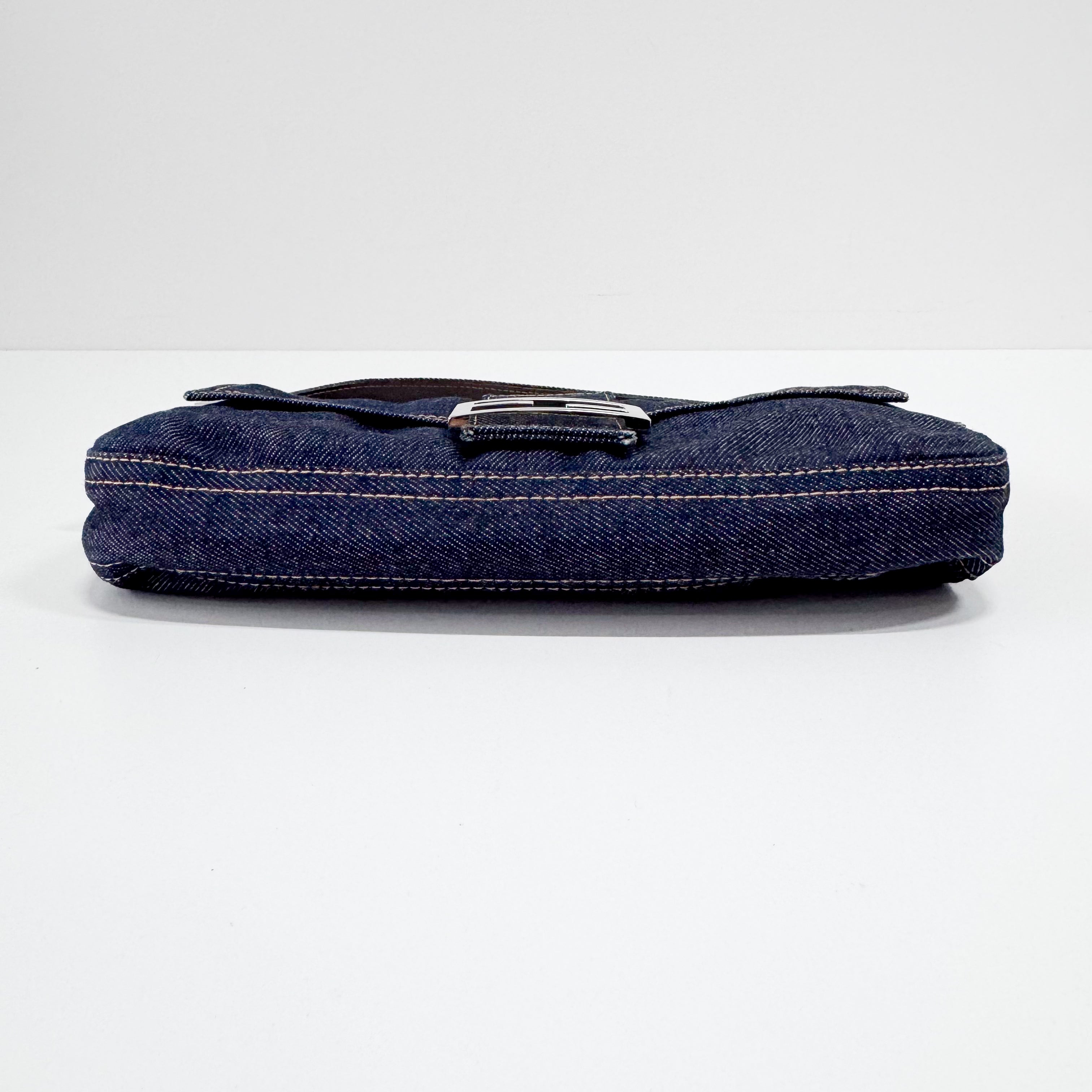 Baguette Blue Denim Shoulder Bag