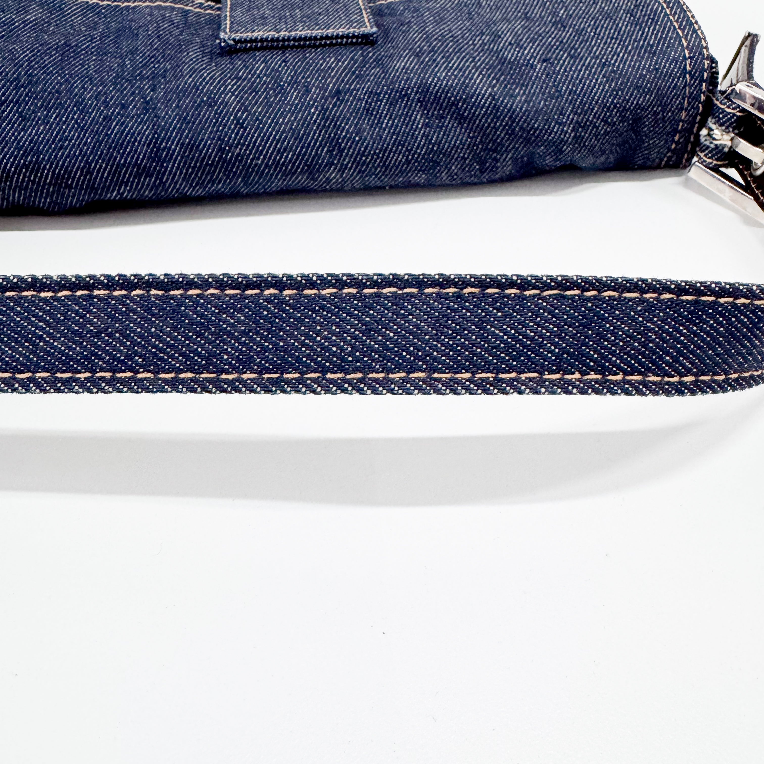 Baguette Blue Denim Shoulder Bag