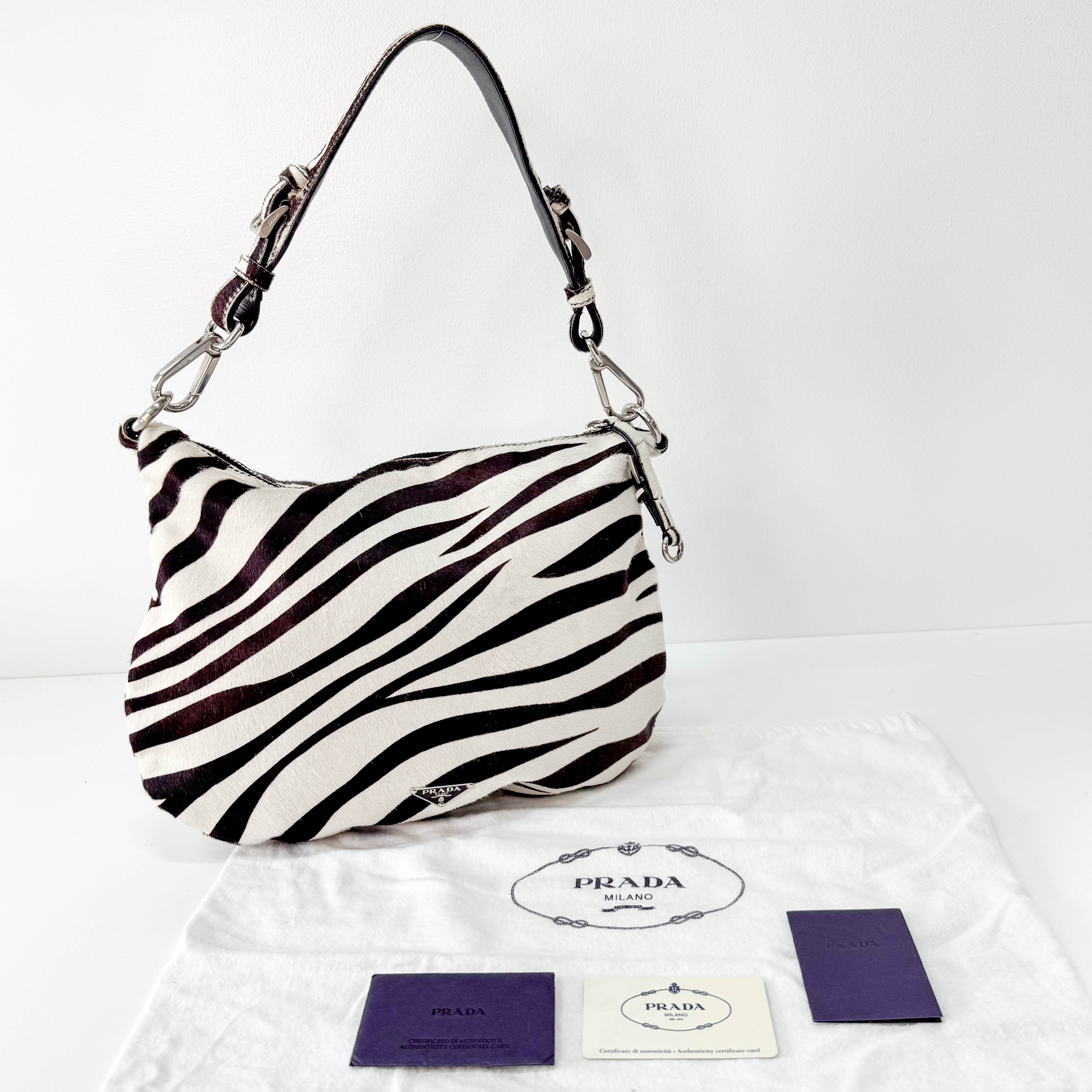 Zebra Print Pony Hair Shoulder Bag