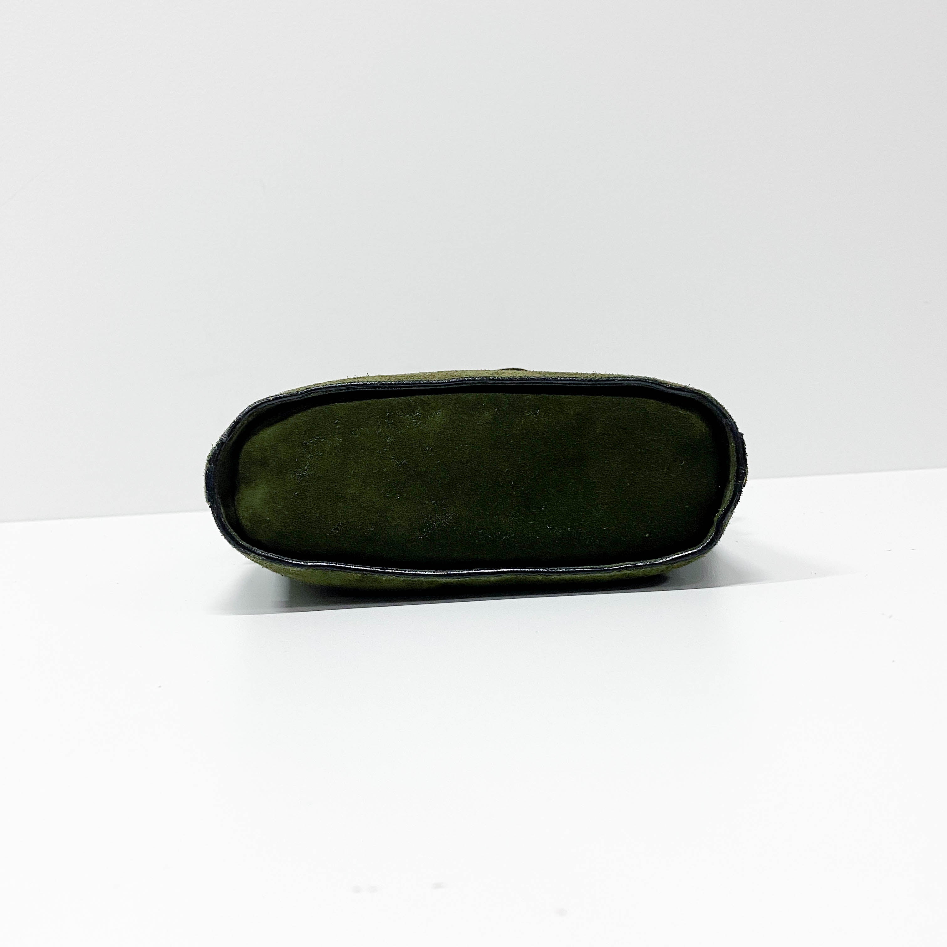 Horsebit Green Suede Shoulder Bag