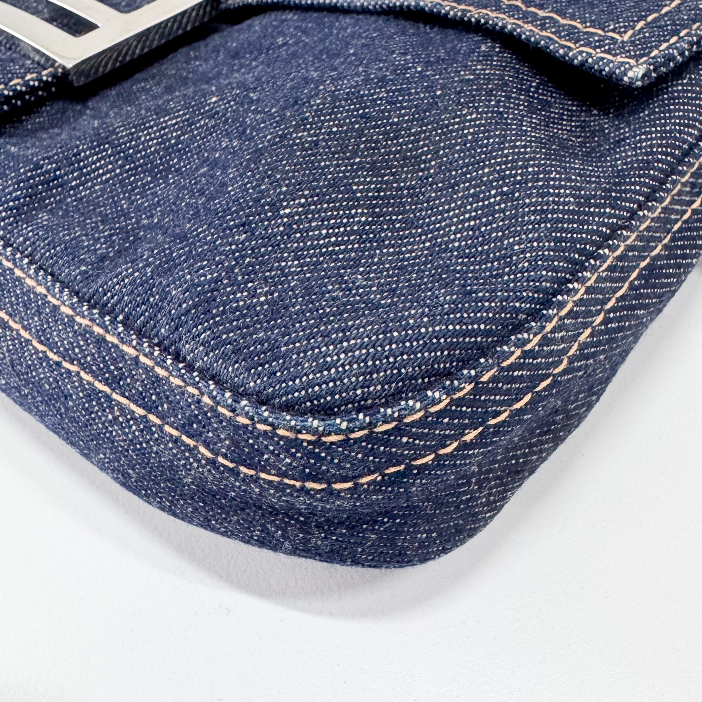 Baguette Blue Denim Shoulder Bag