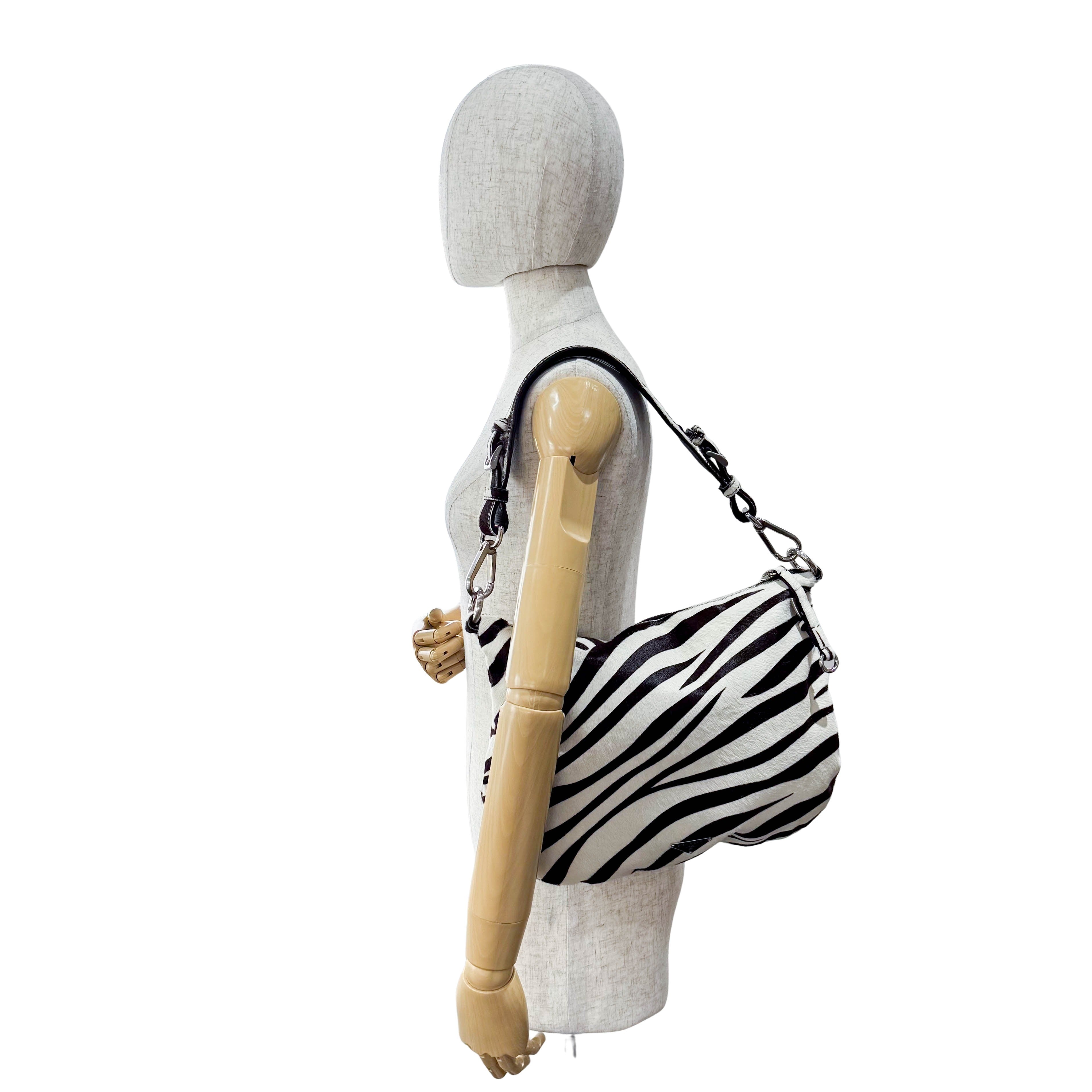 Zebra Print Pony Hair Shoulder Bag