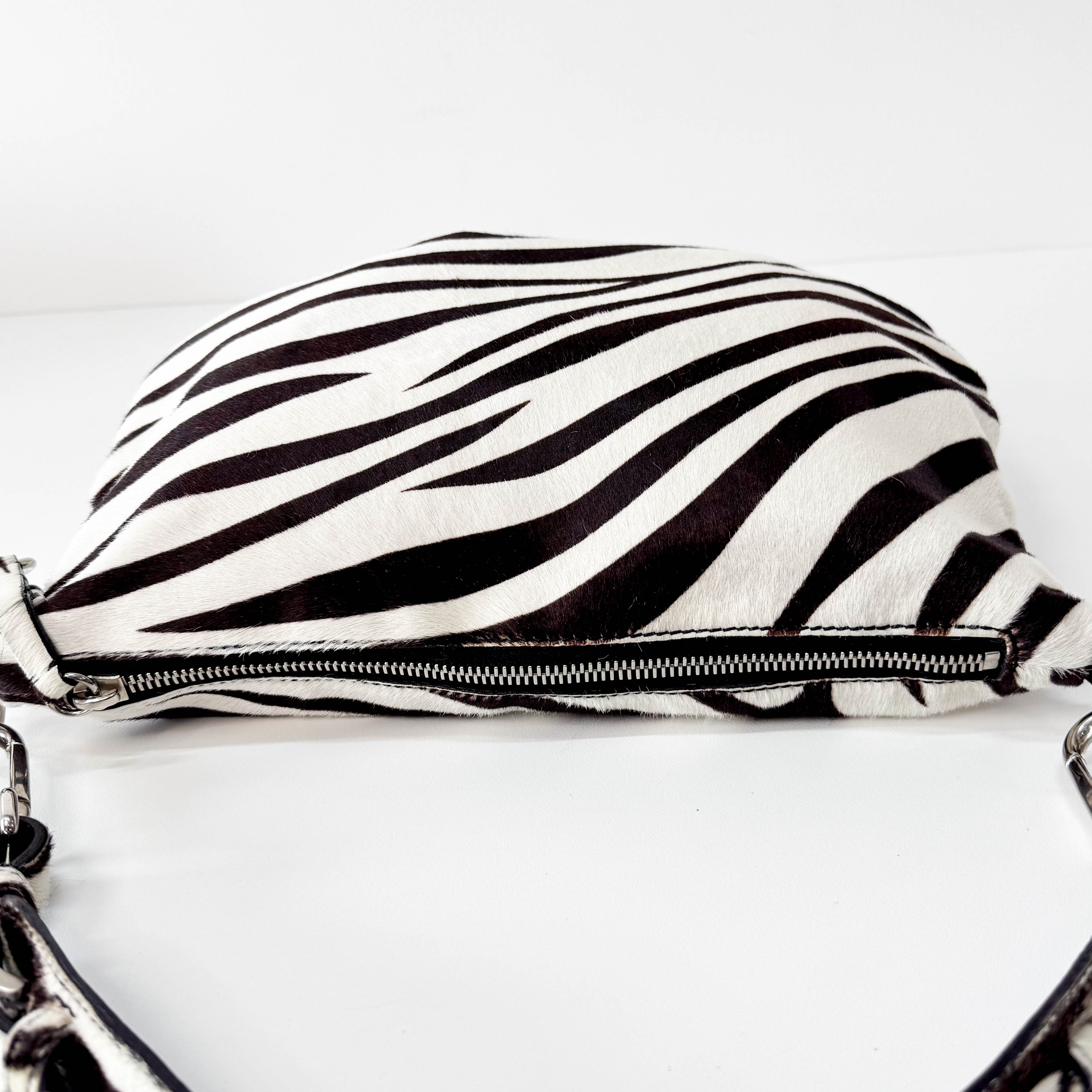 Zebra Print Pony Hair Shoulder Bag