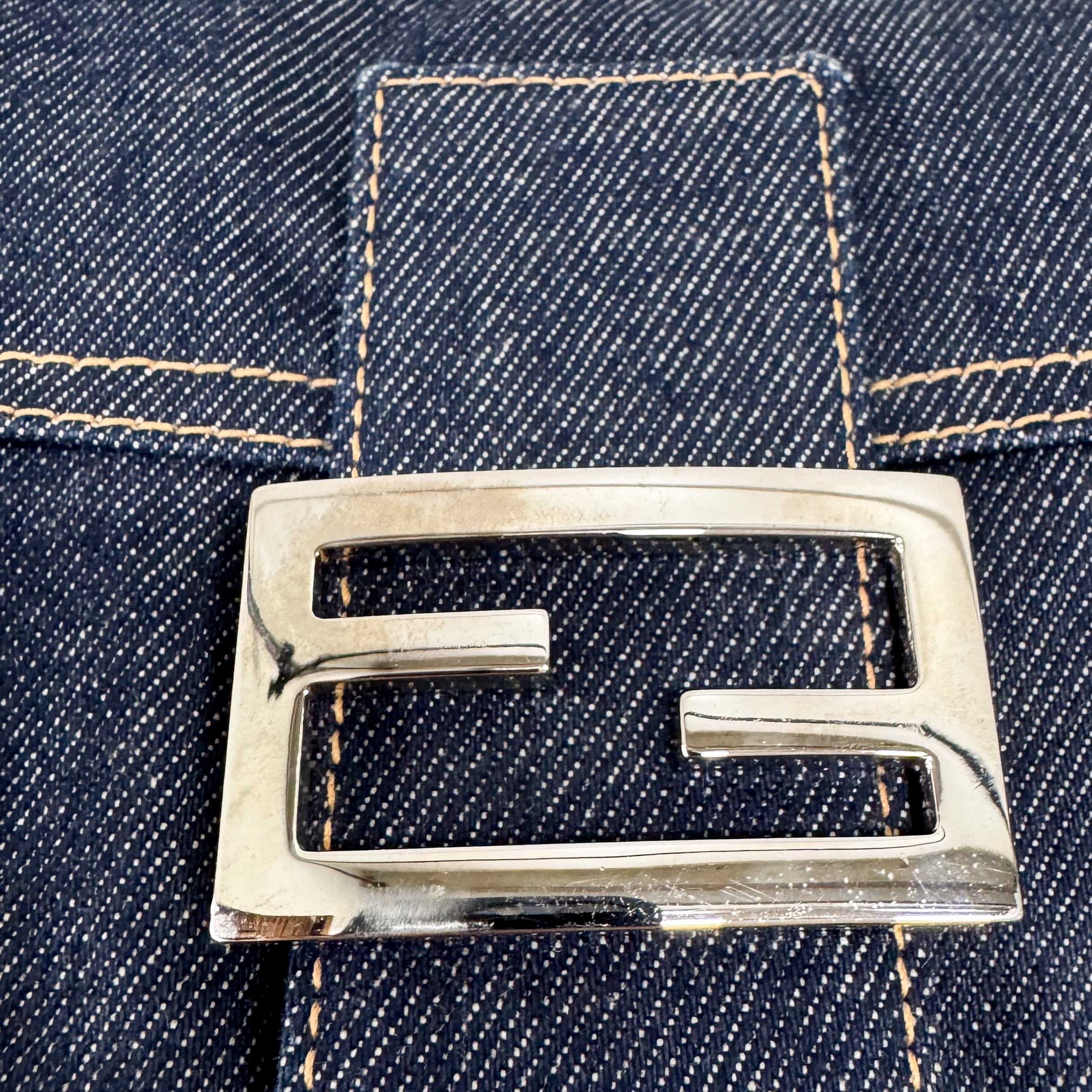 Baguette Blue Denim Shoulder Bag