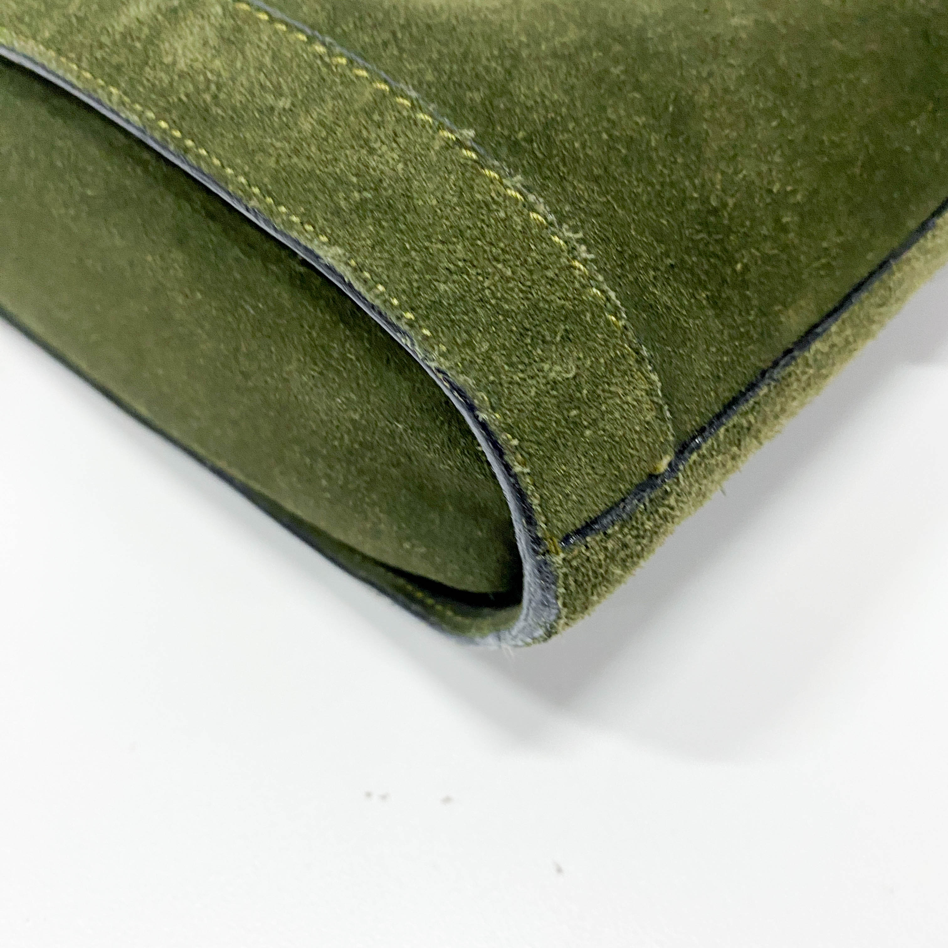 Horsebit Green Suede Shoulder Bag