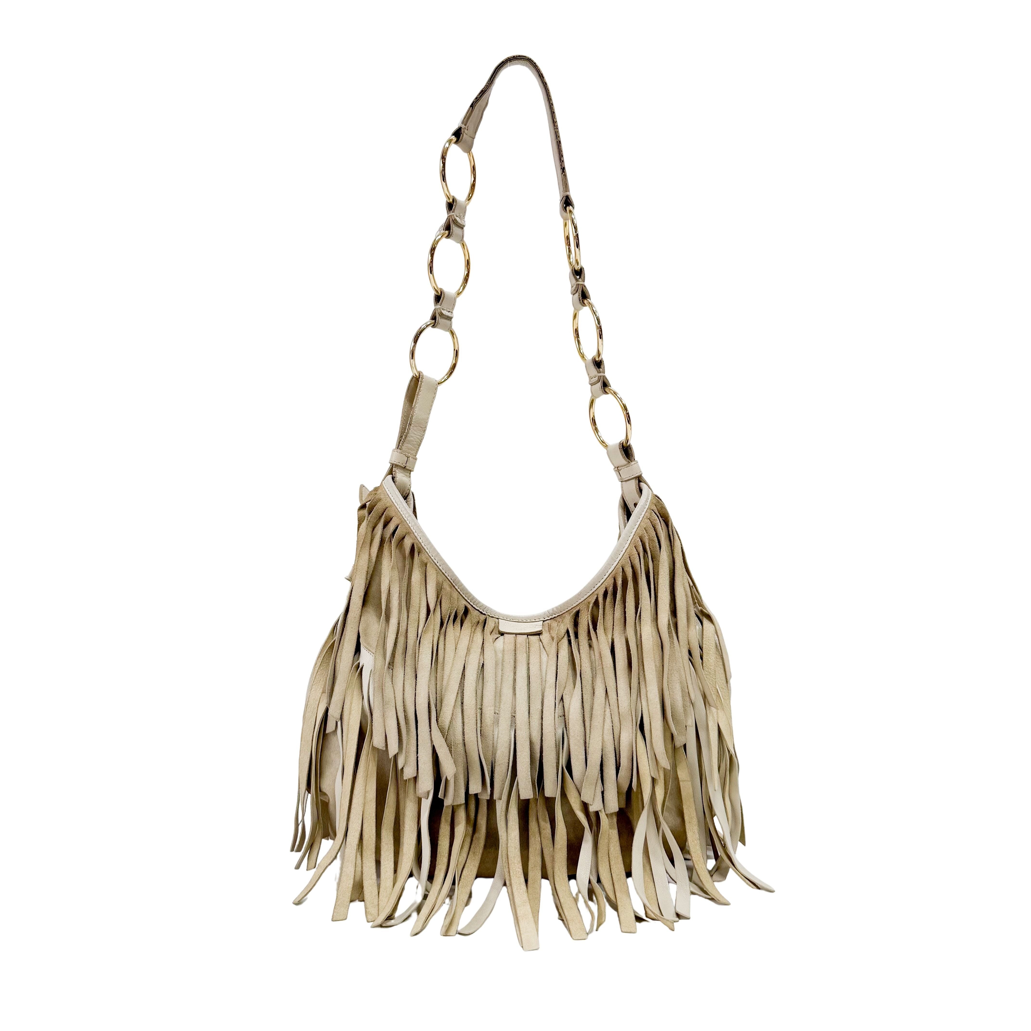 Saint-Tropez Cream Suede Shoulder Bag