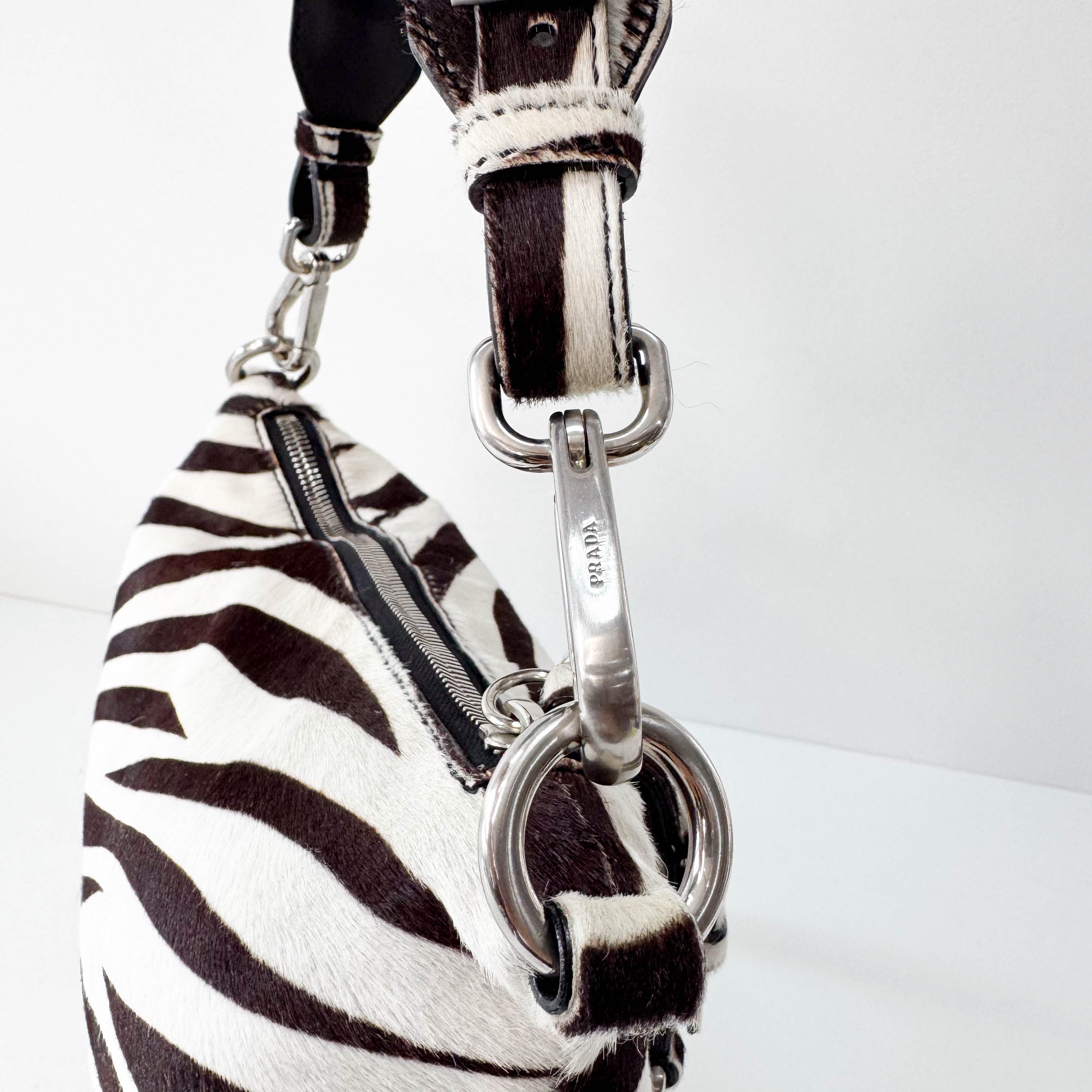 Zebra Print Pony Hair Shoulder Bag